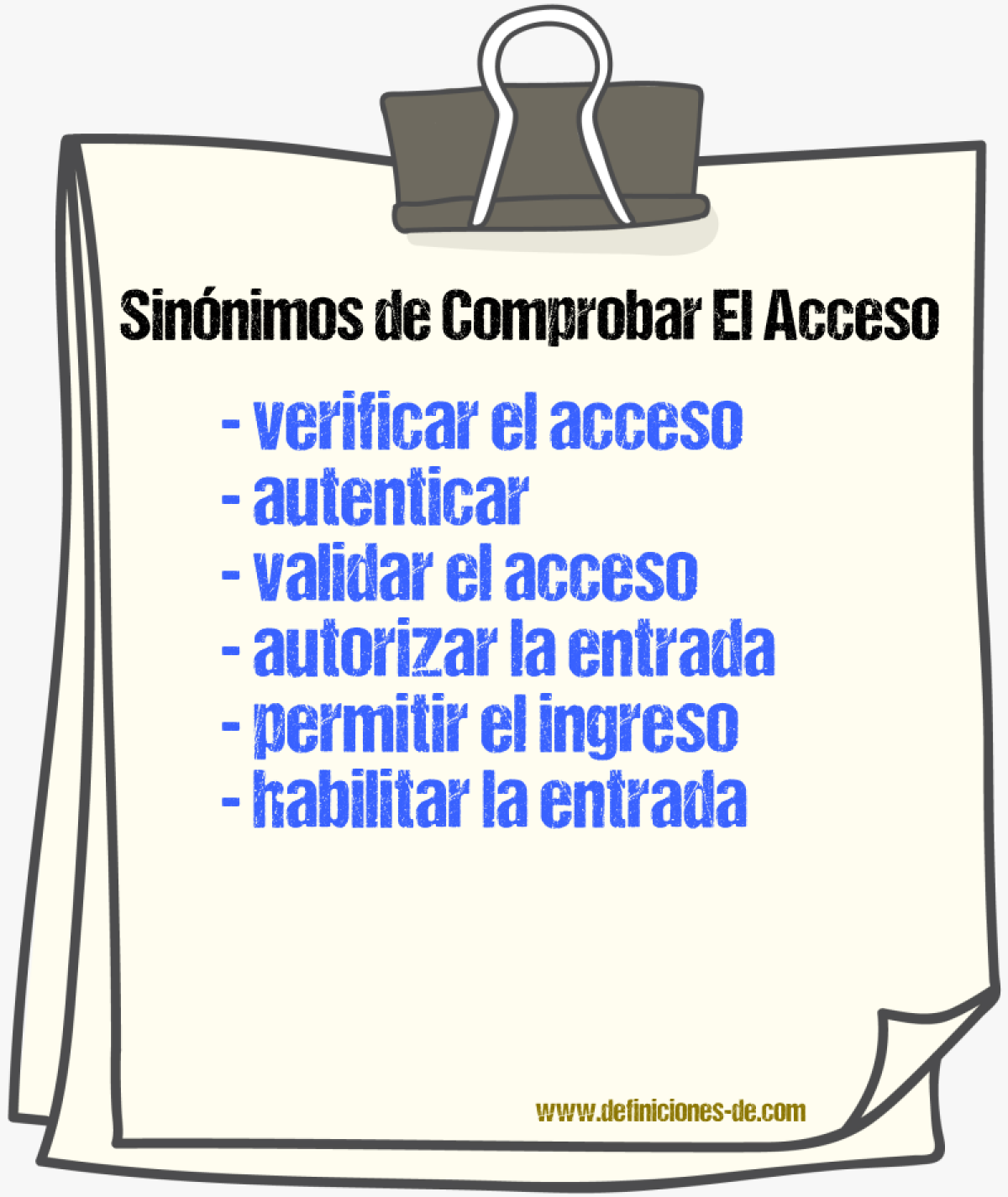 Sinónimos de comprobar el acceso
