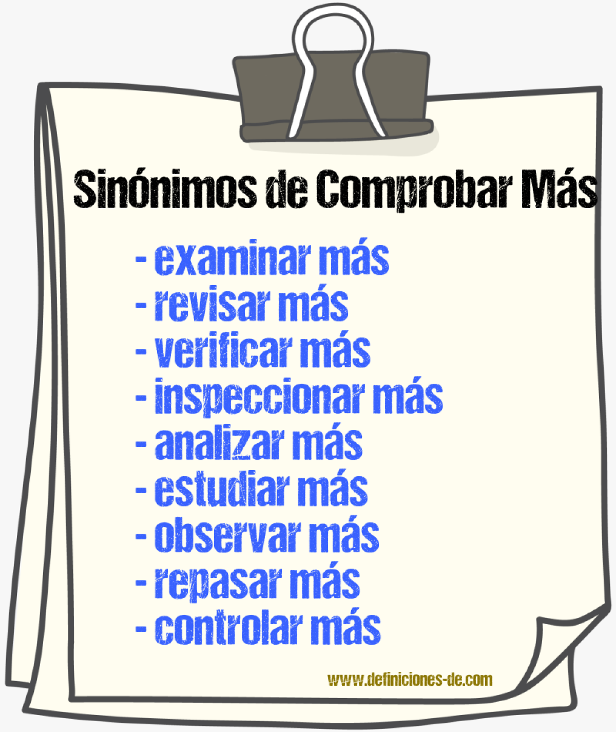 Sinónimos de comprobar más