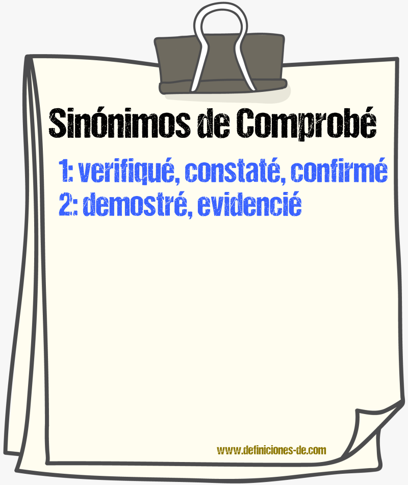 Sinónimos de comprobé