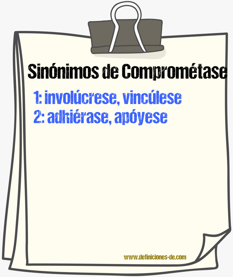 Sinónimos de comprométase