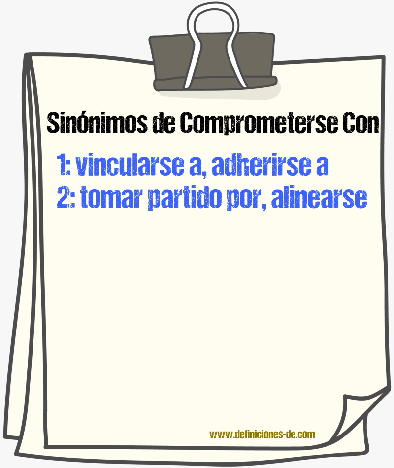 Sinónimos de comprometerse con