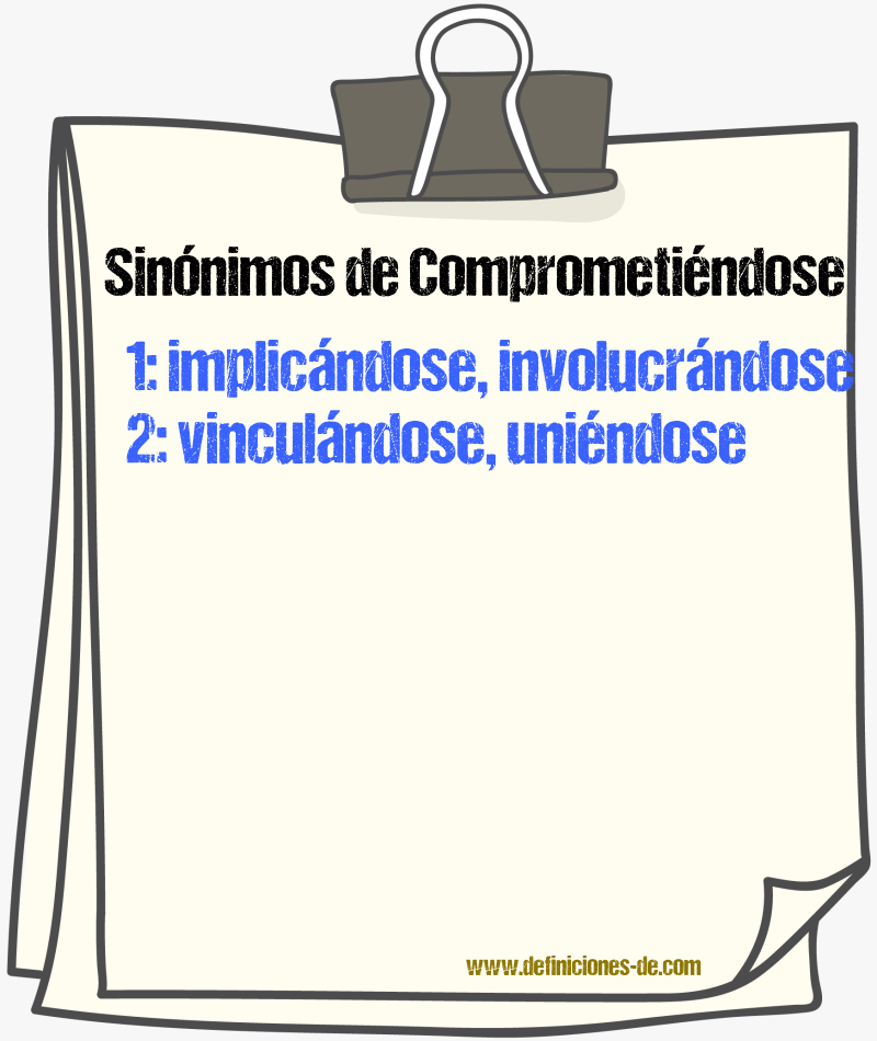 Sinónimos de comprometiéndose