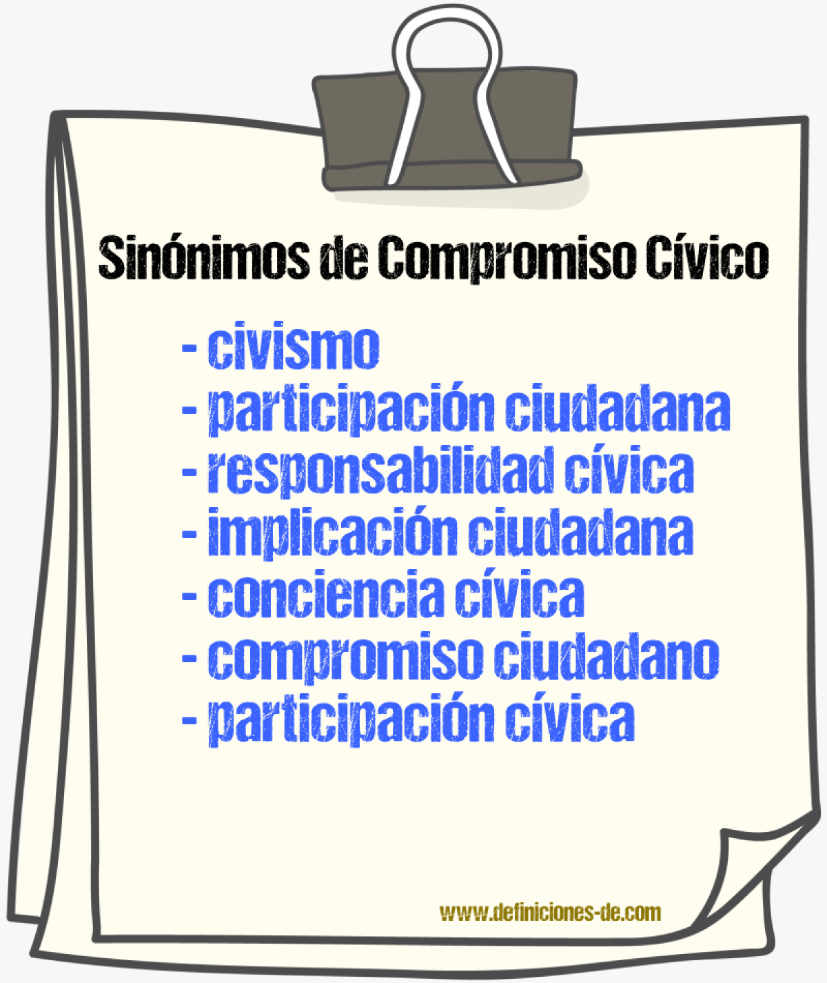 Sinónimos de compromiso cívico