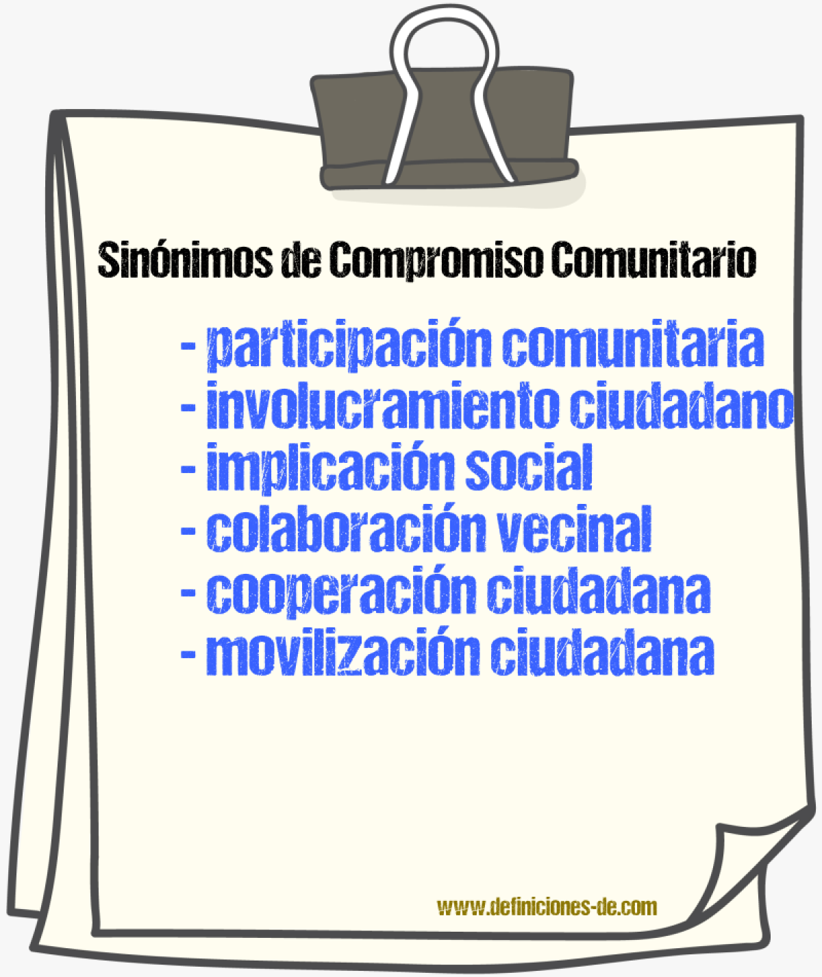 Sinónimos de compromiso comunitario