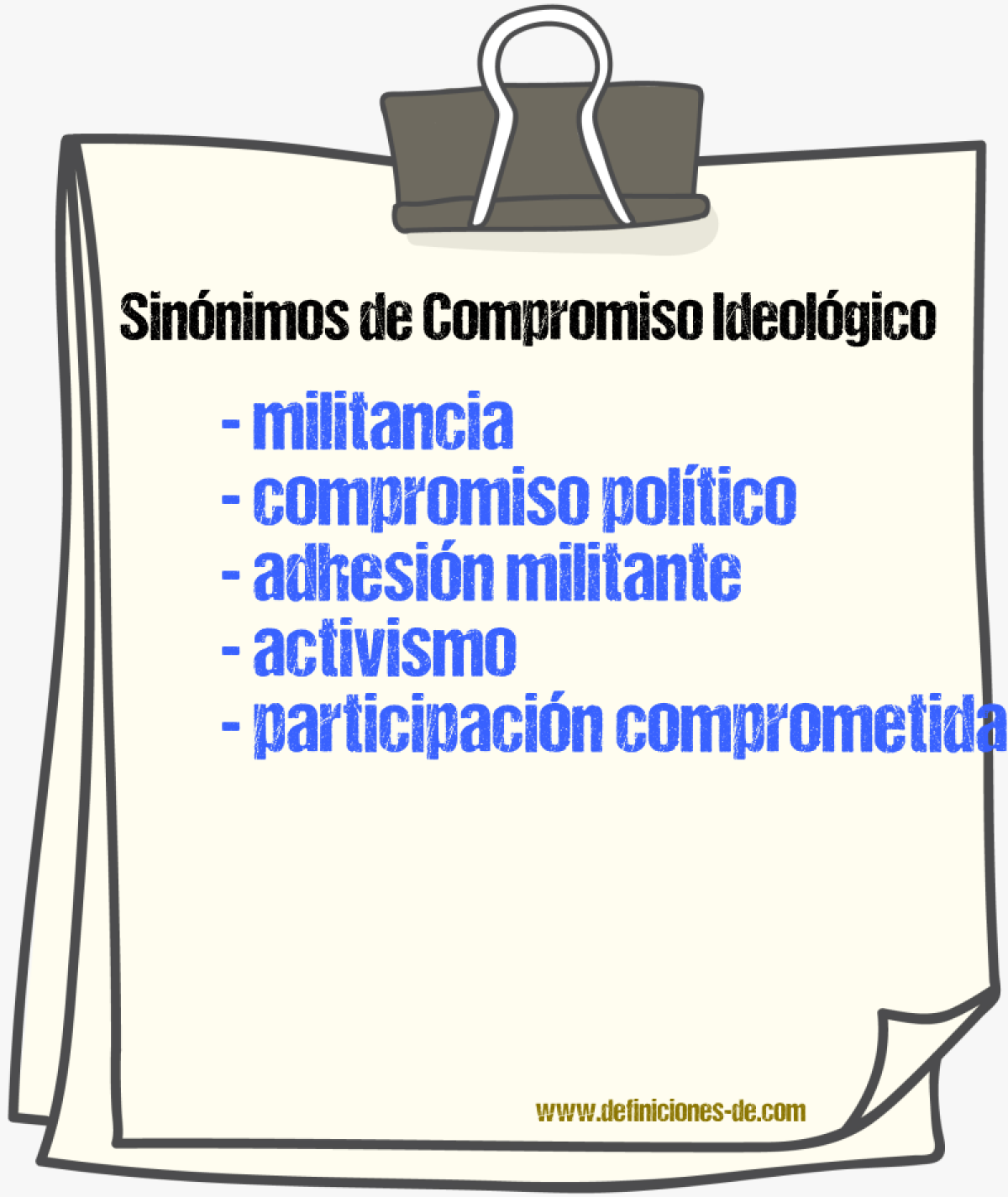 Sinónimos de compromiso ideológico