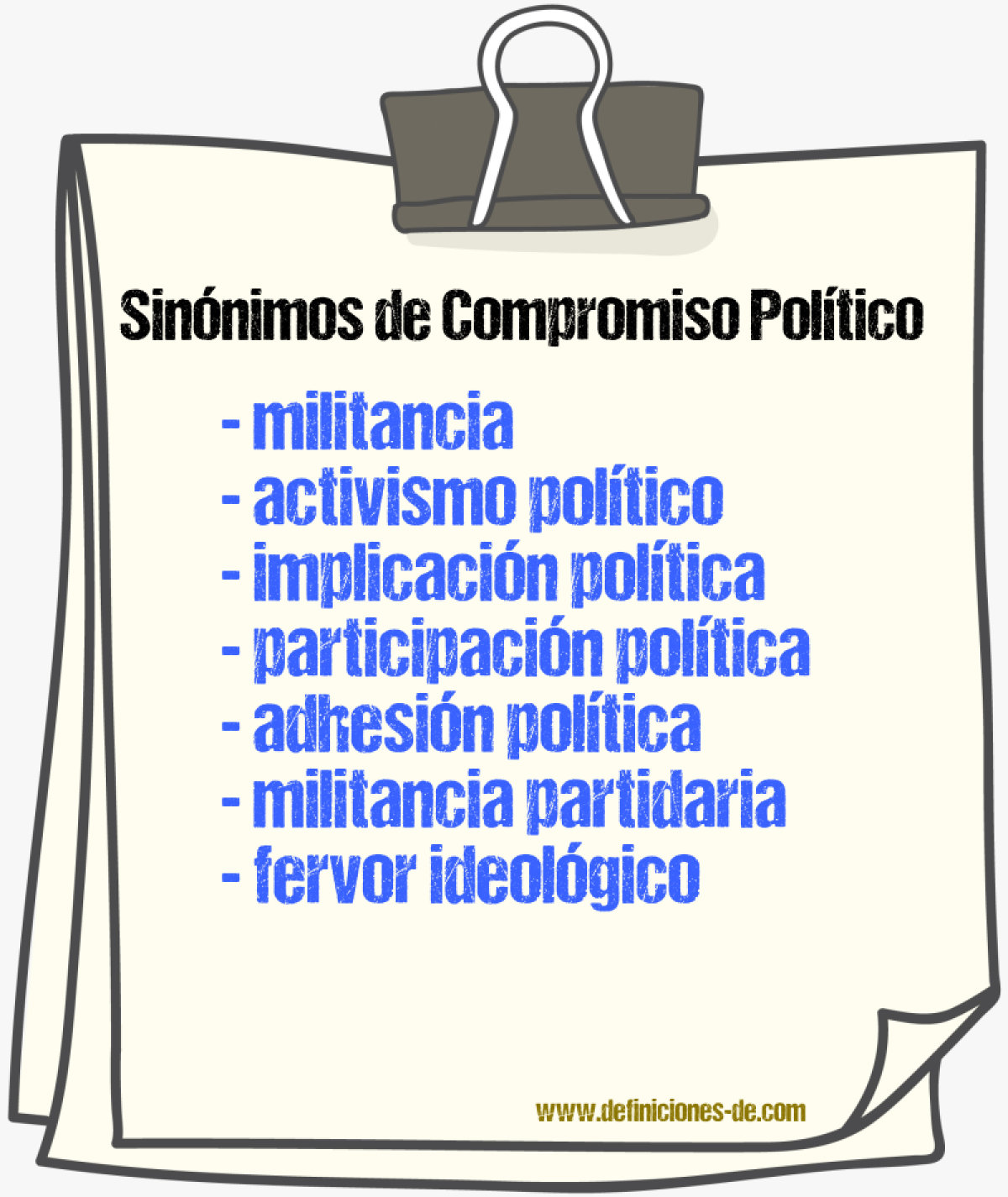 Sinónimos de compromiso político