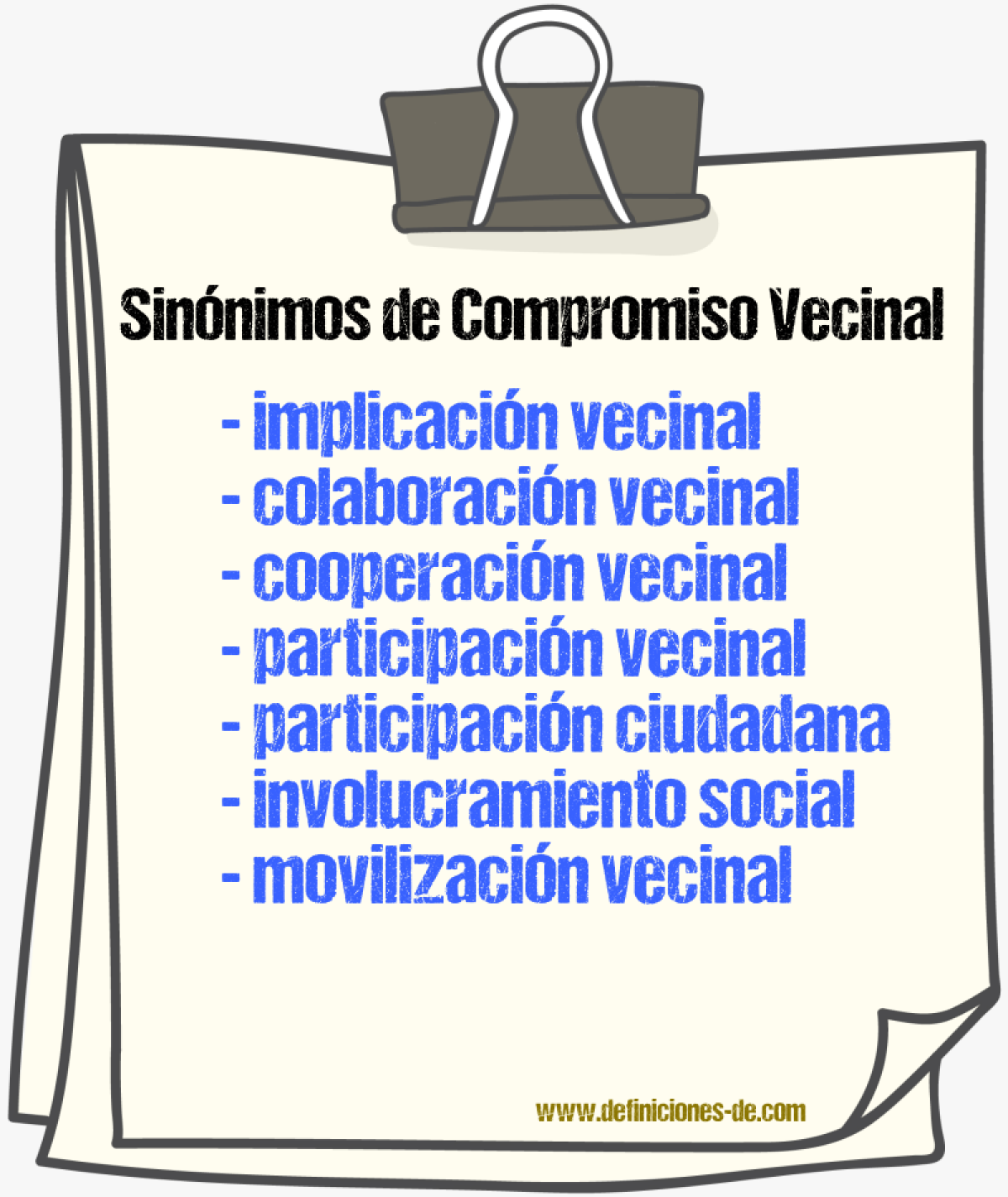 Sinónimos de compromiso vecinal