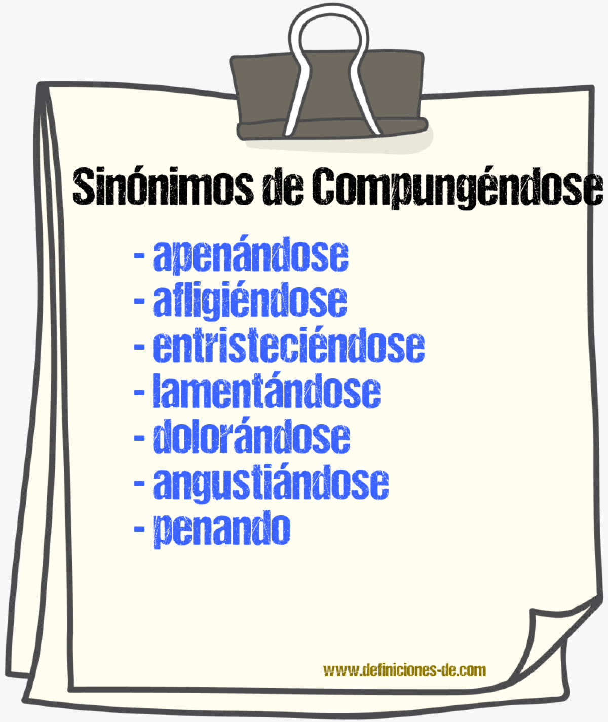 Sinónimos de compungéndose