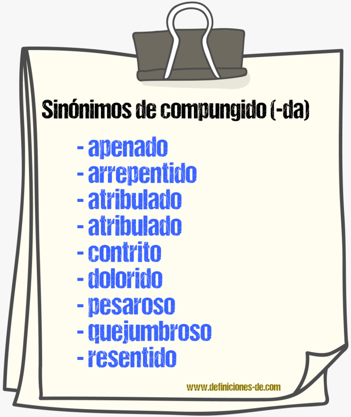 Sinnimos de compungido