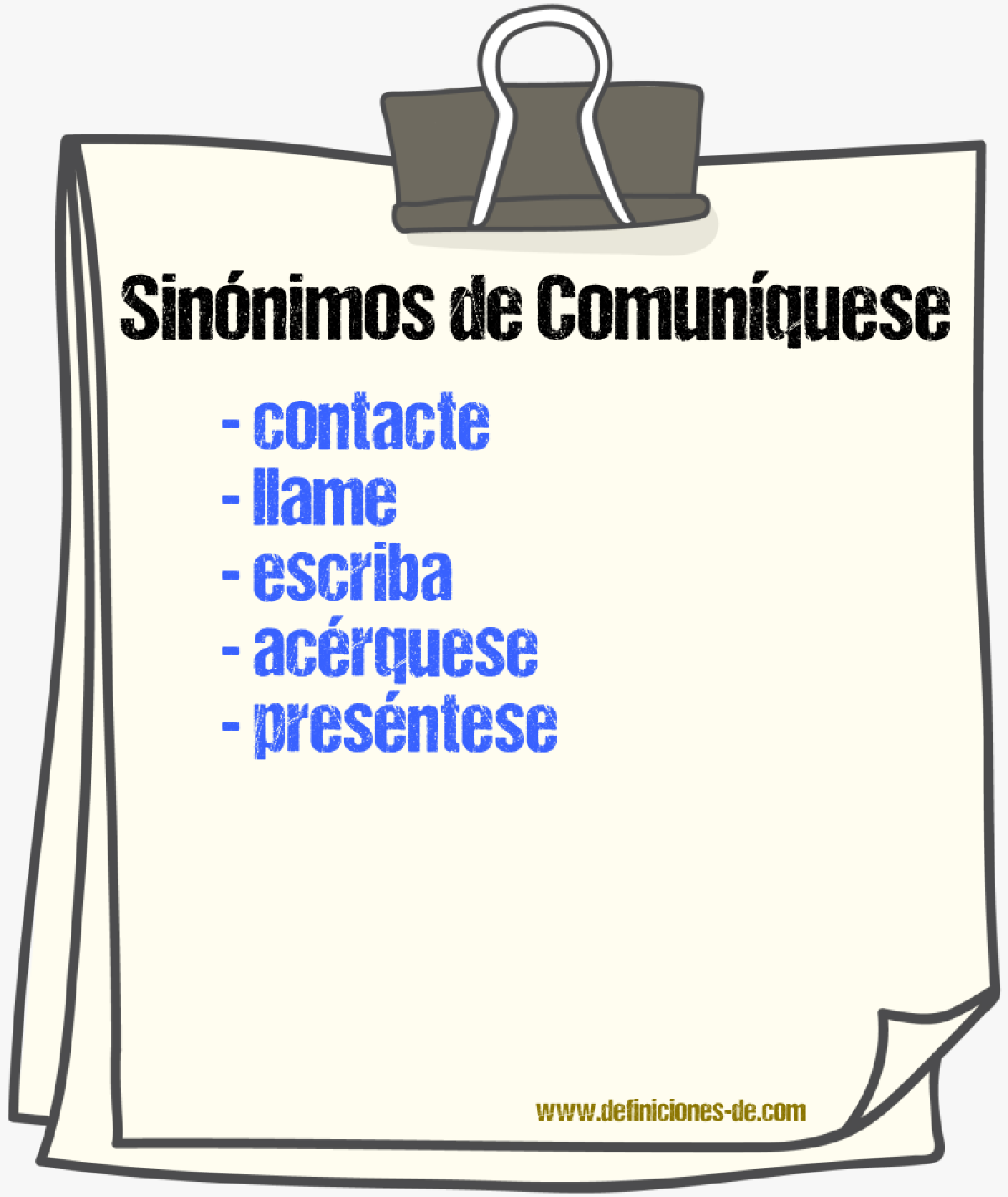 Sinónimos de comuníquese