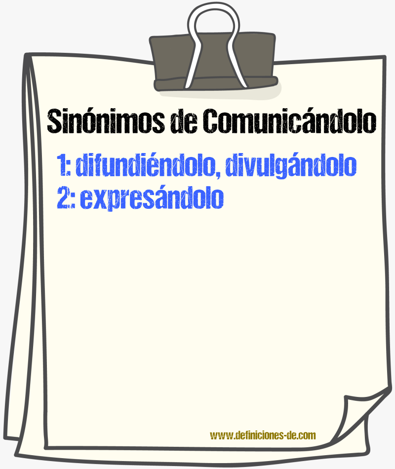 Sinónimos de comunicándolo