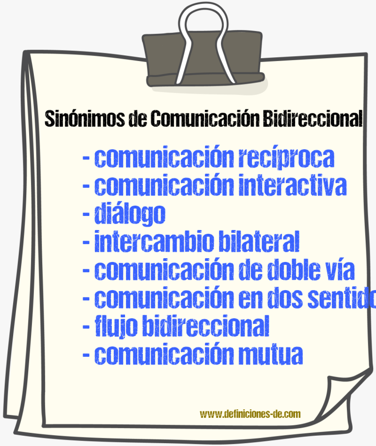 Sinónimos de comunicación bidireccional
