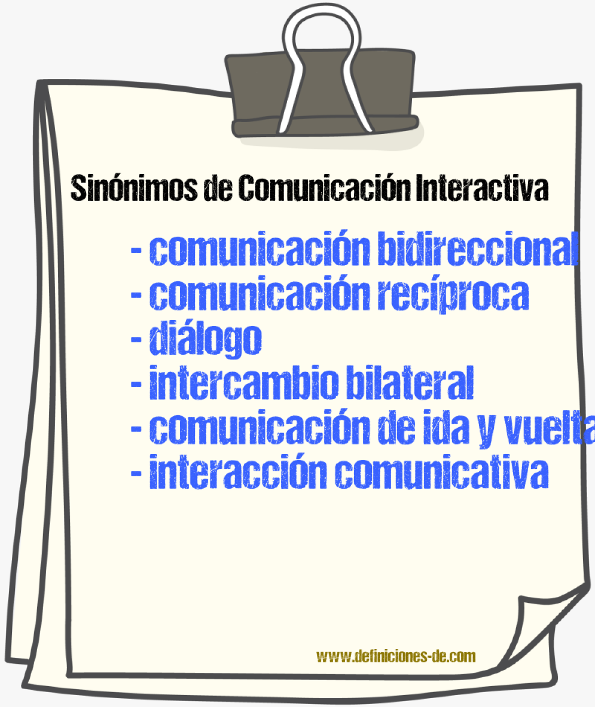 Sinónimos de comunicación interactiva