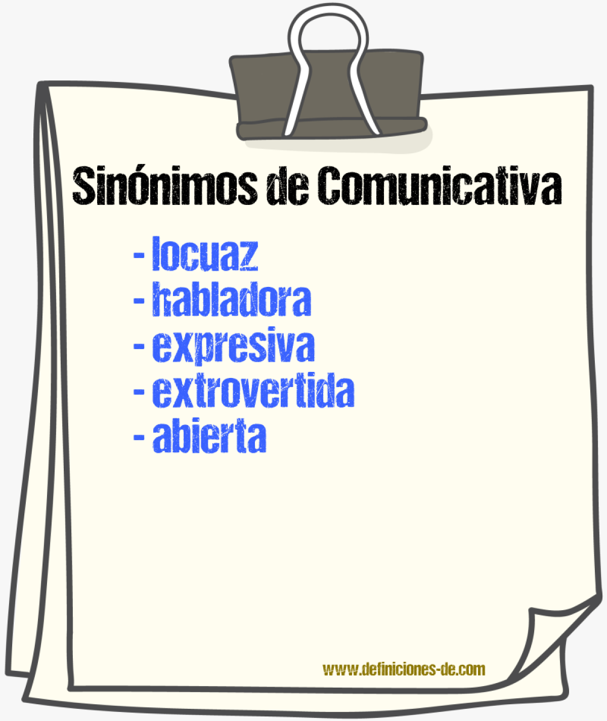 Sinónimos de comunicativa