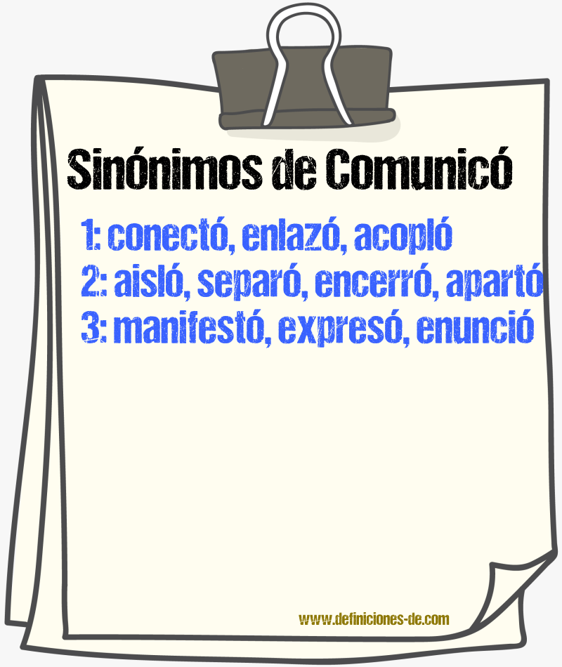 Sinónimos de comunicó