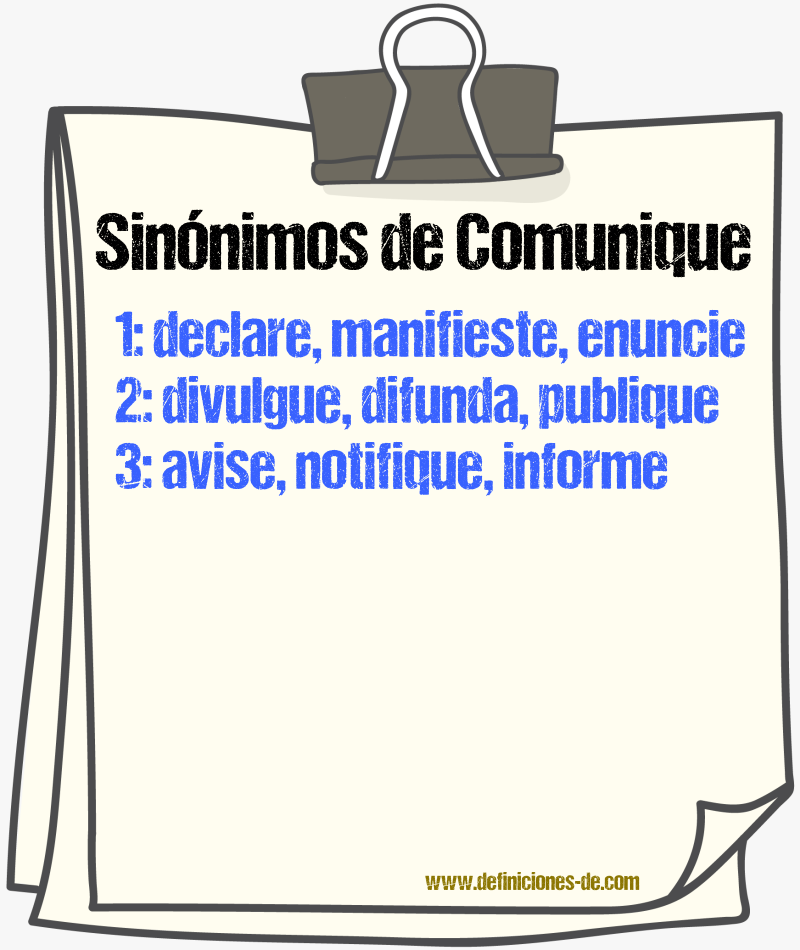 Sinónimos de comunique