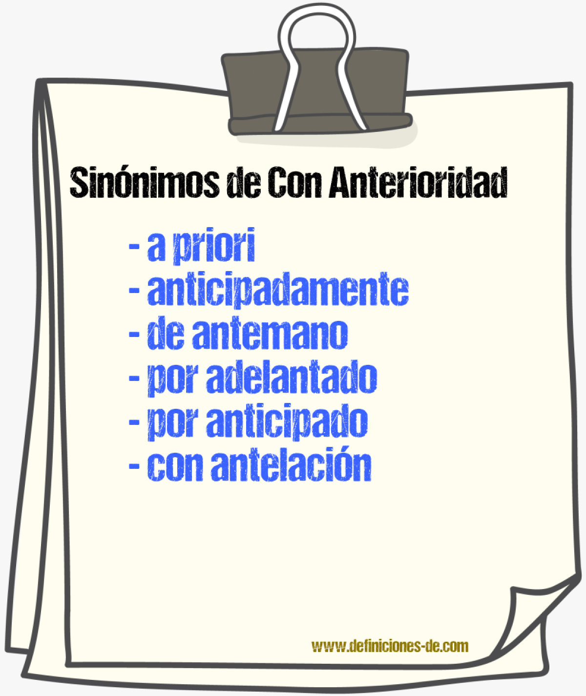 Sinnimos de con anterioridad