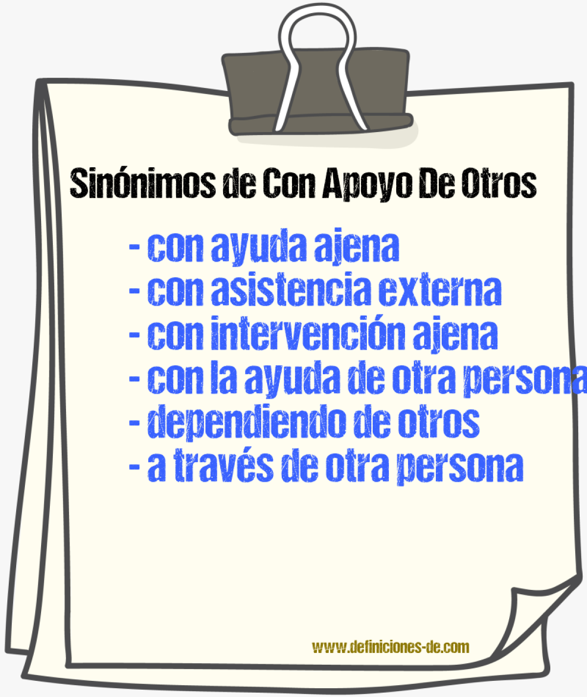 Sinónimos de con apoyo de otros