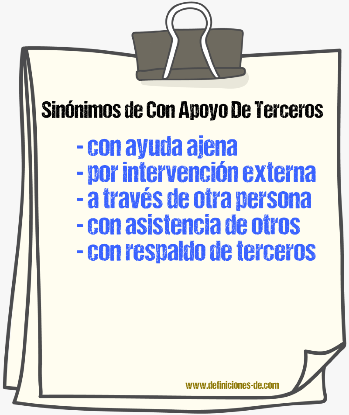 Sinónimos de con apoyo de terceros