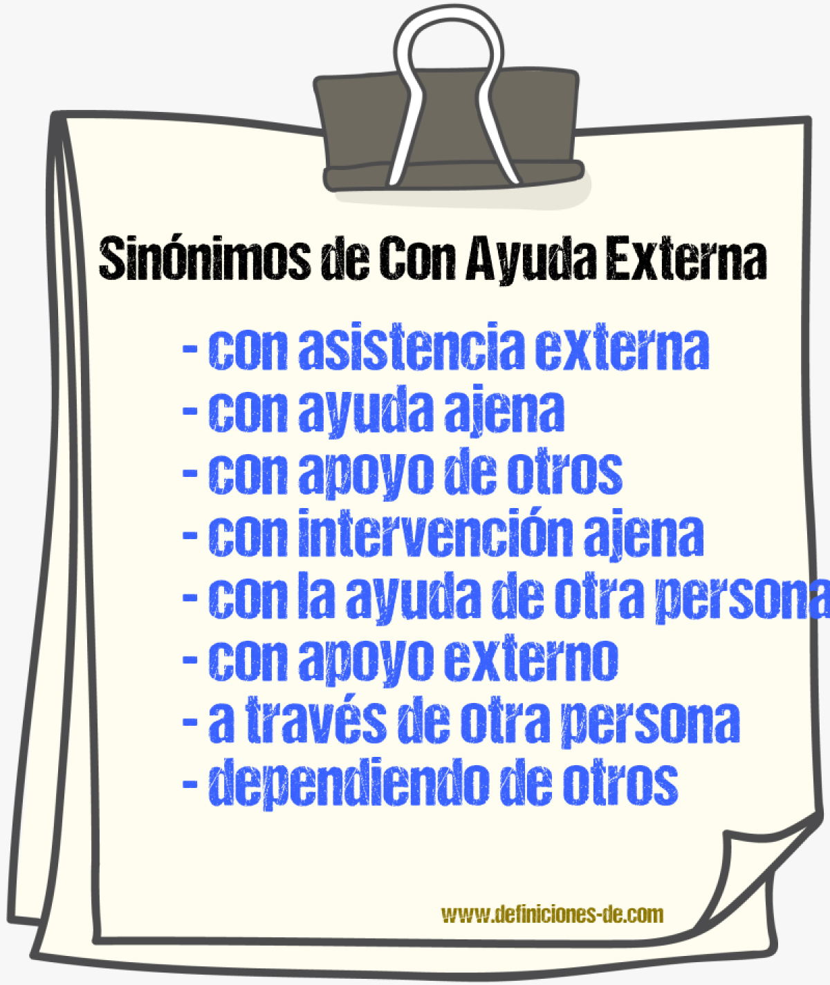 Sinónimos de con ayuda externa