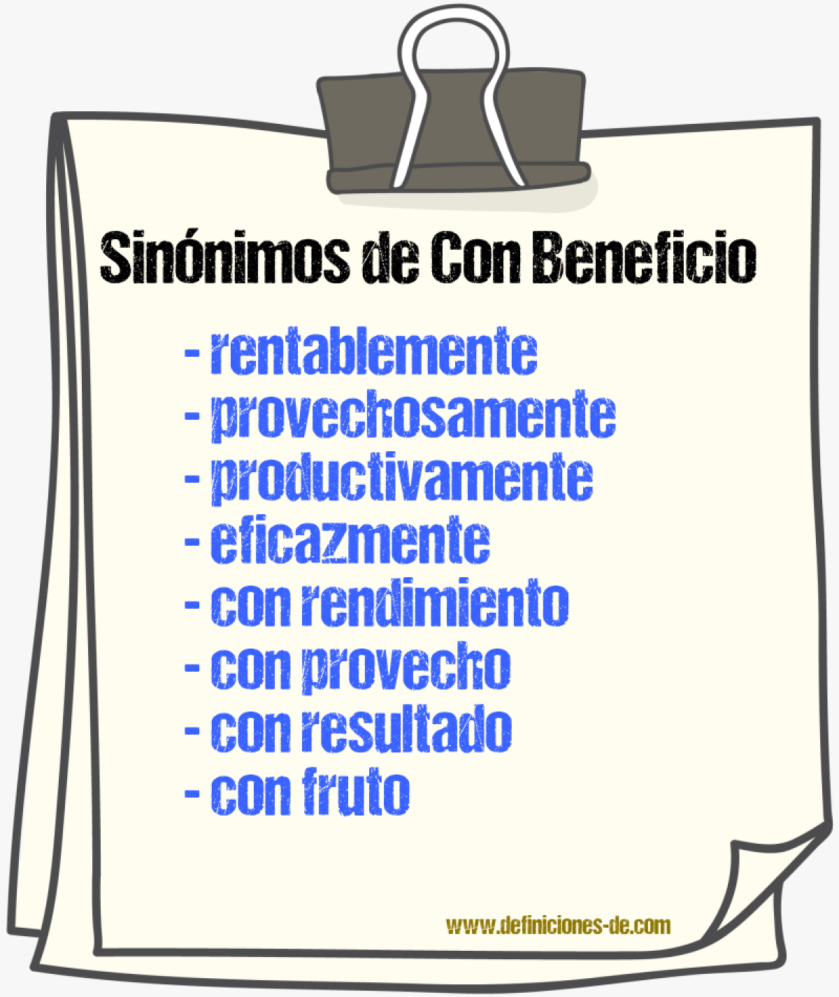 Sinónimos de con beneficio