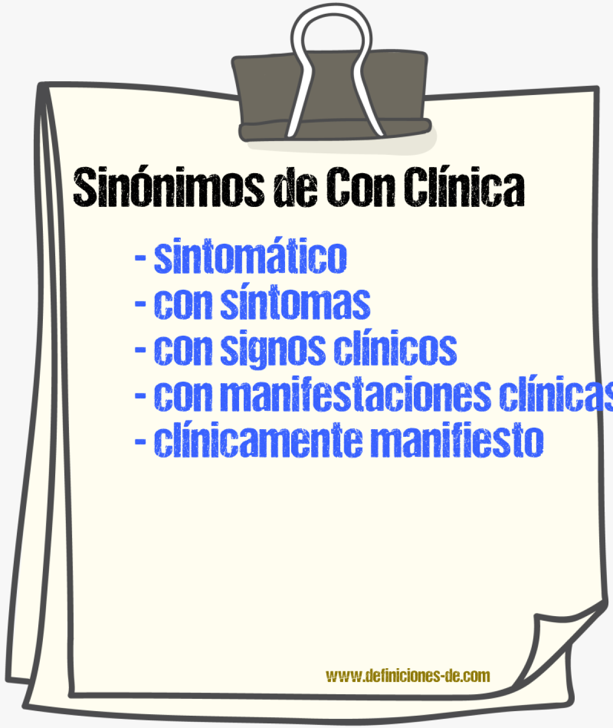 Sinónimos de con clínica