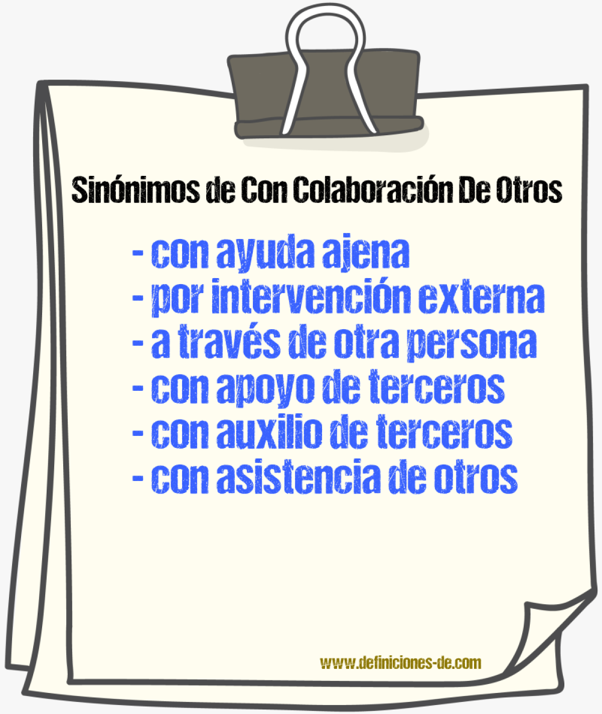Sinónimos de con colaboración de otros
