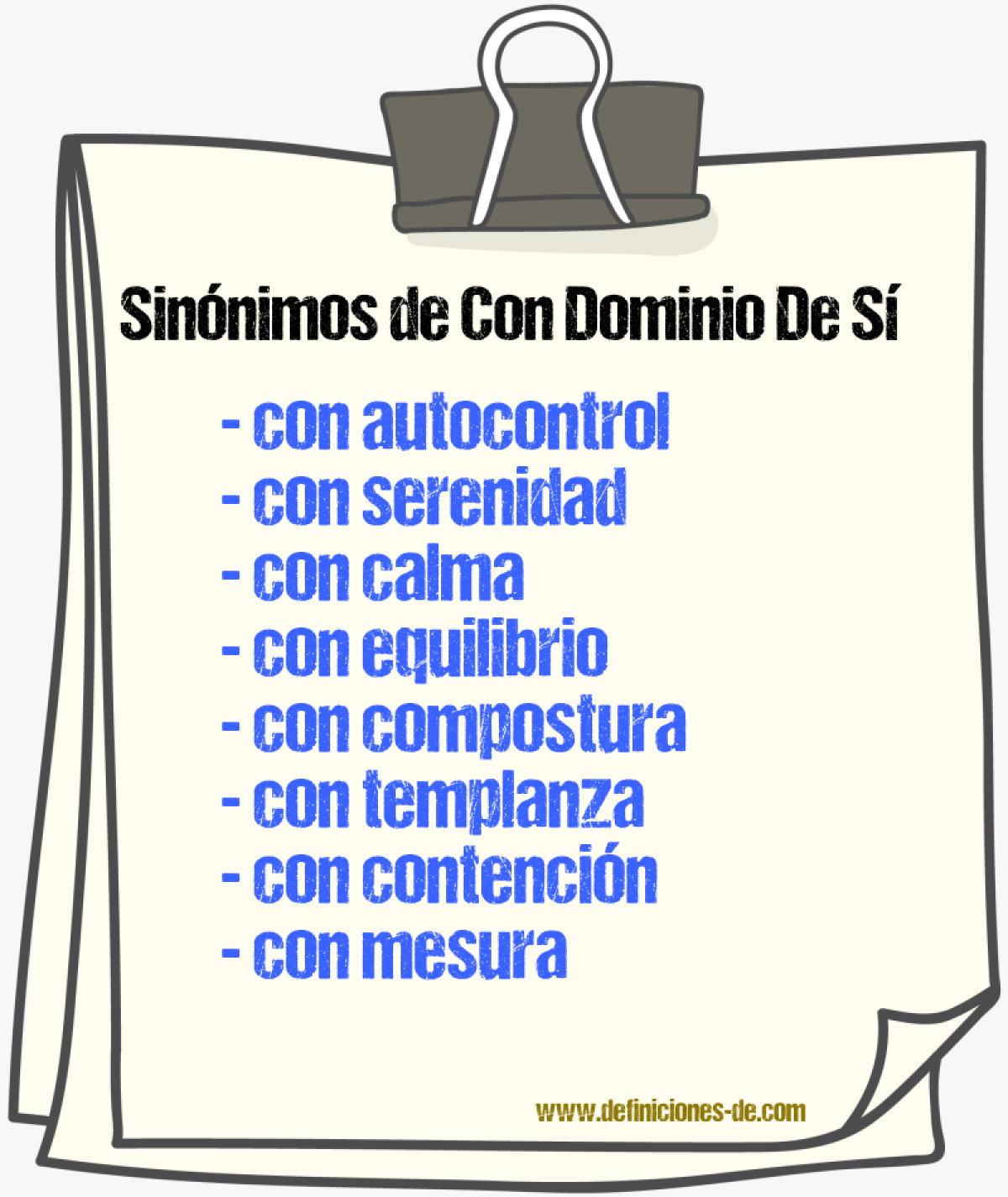 Sinónimos de con dominio de sí