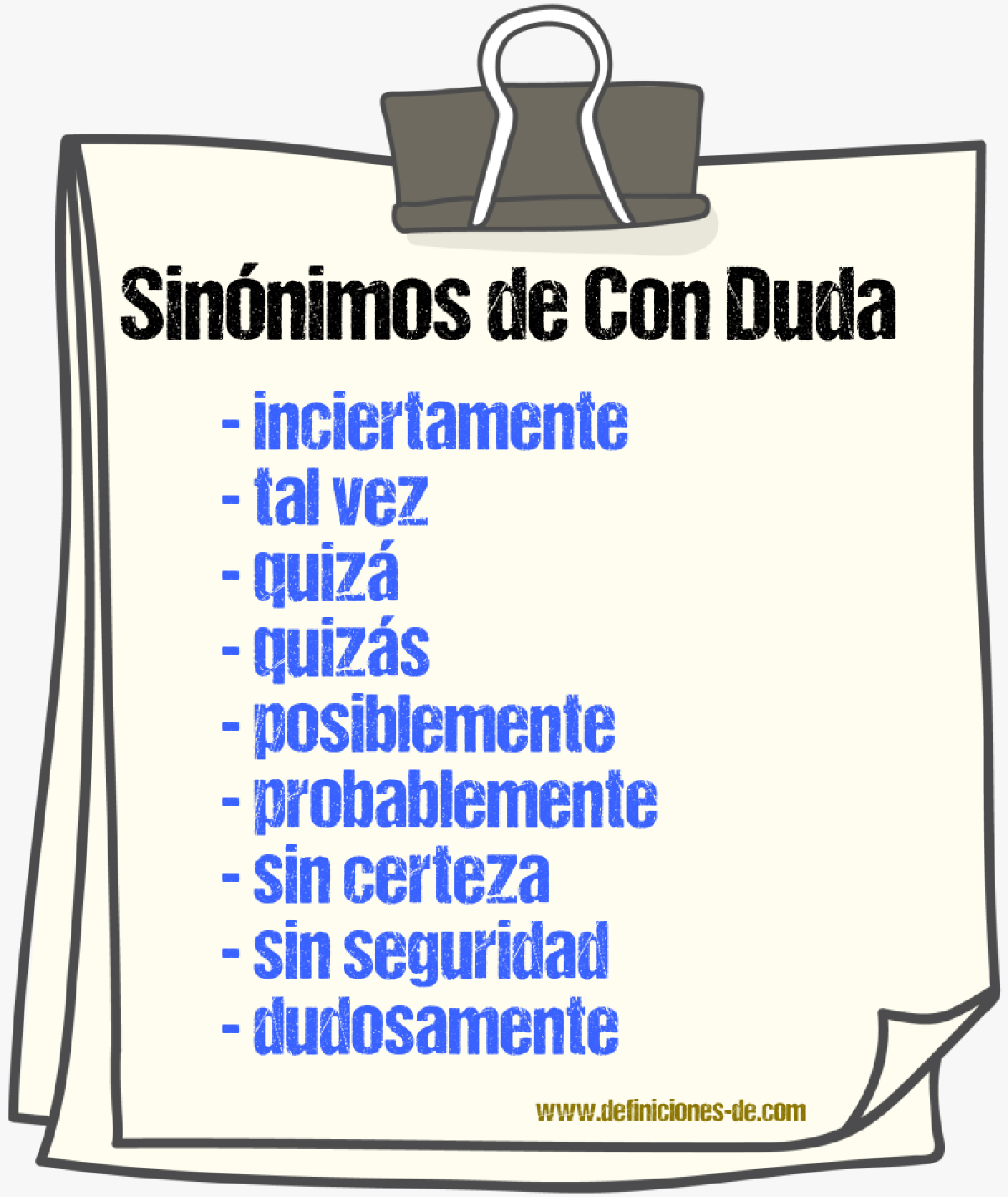 Sinónimos de con duda