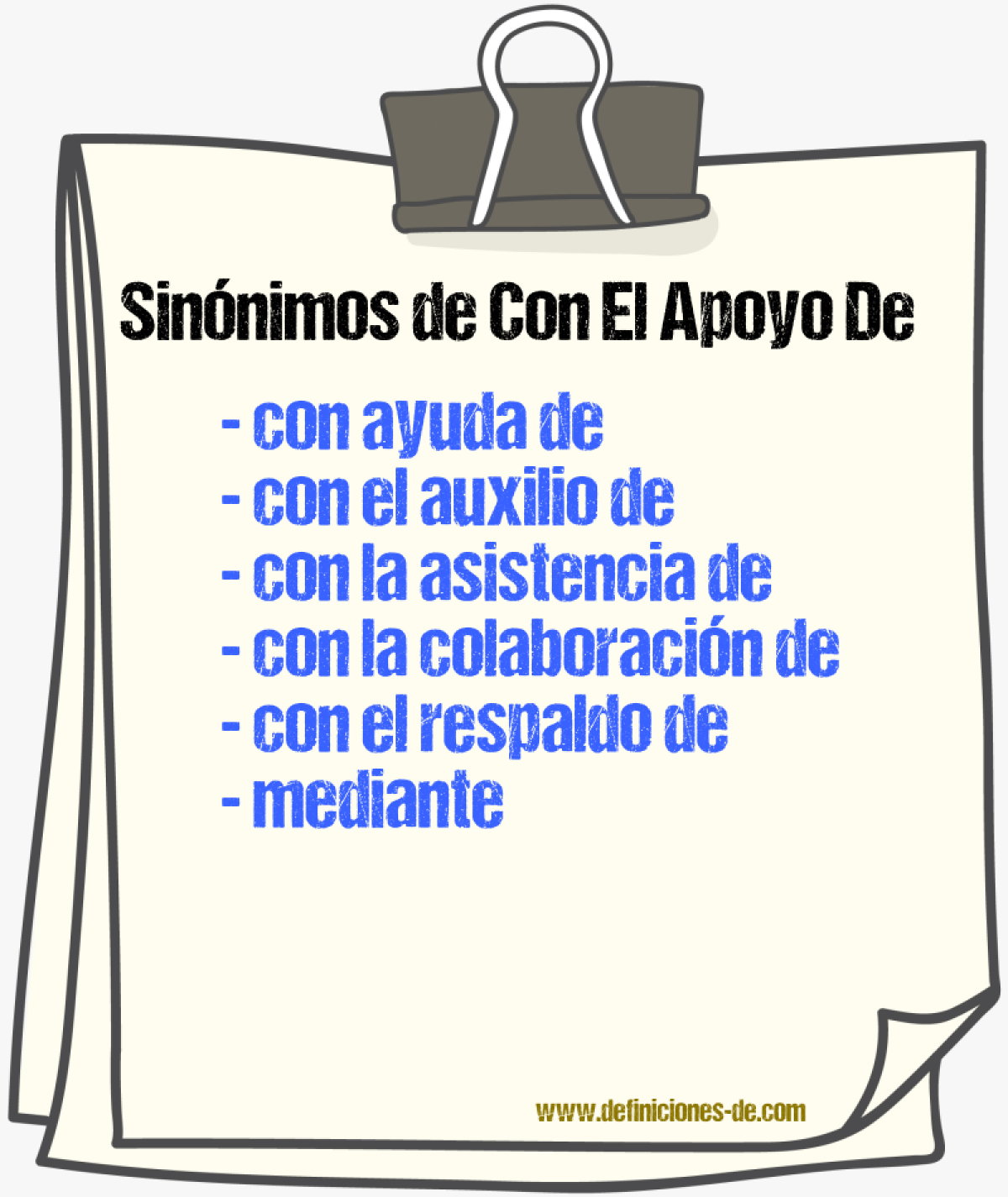 Sinónimos de con el apoyo de