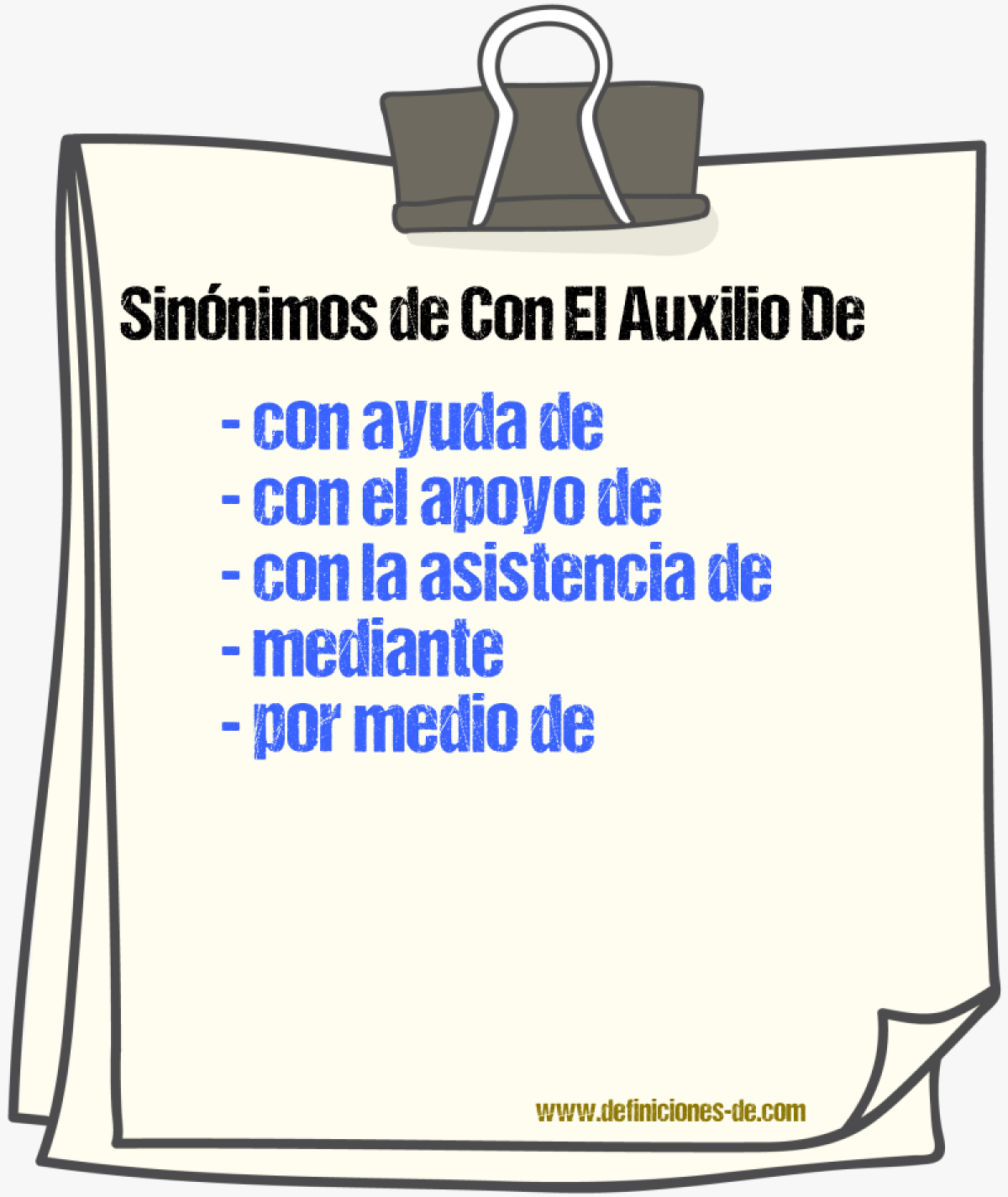 Sinónimos de con el auxilio de