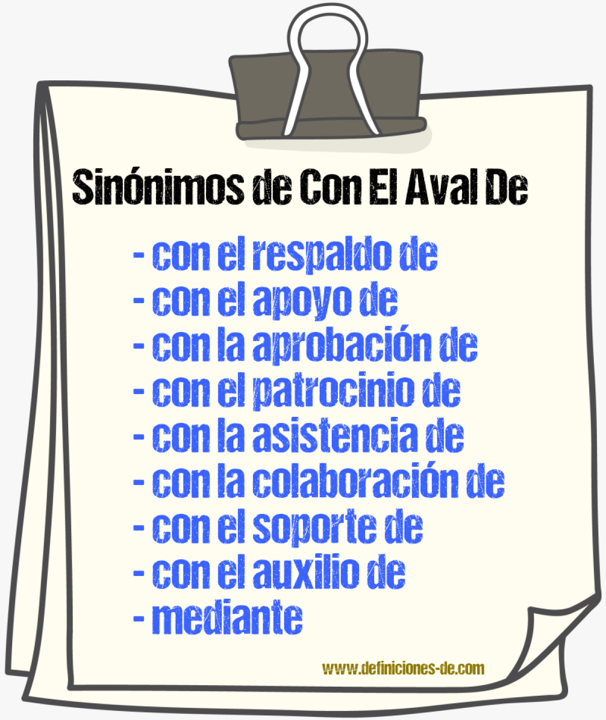 Sinónimos de con el aval de