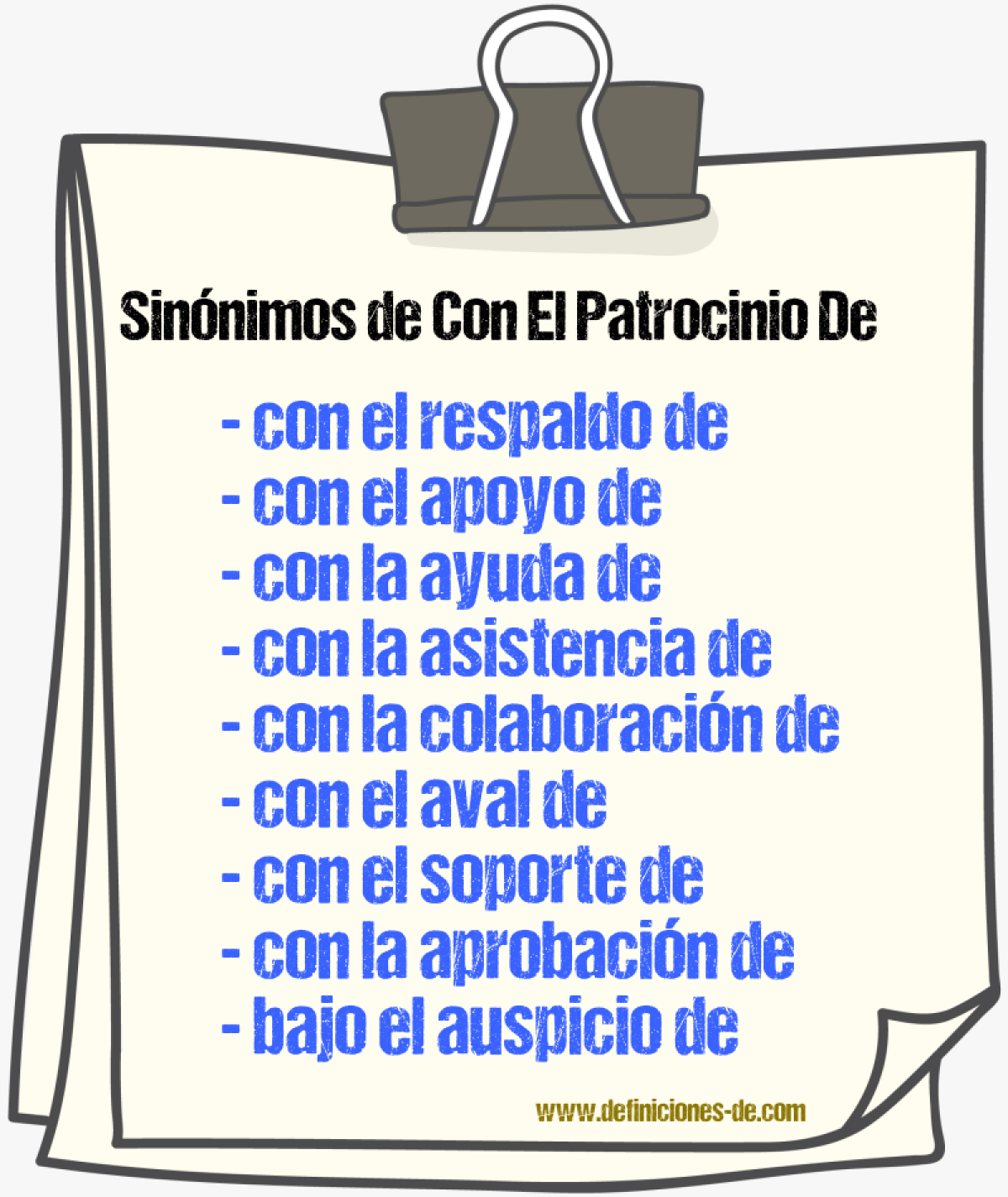 Sinónimos de con el patrocinio de
