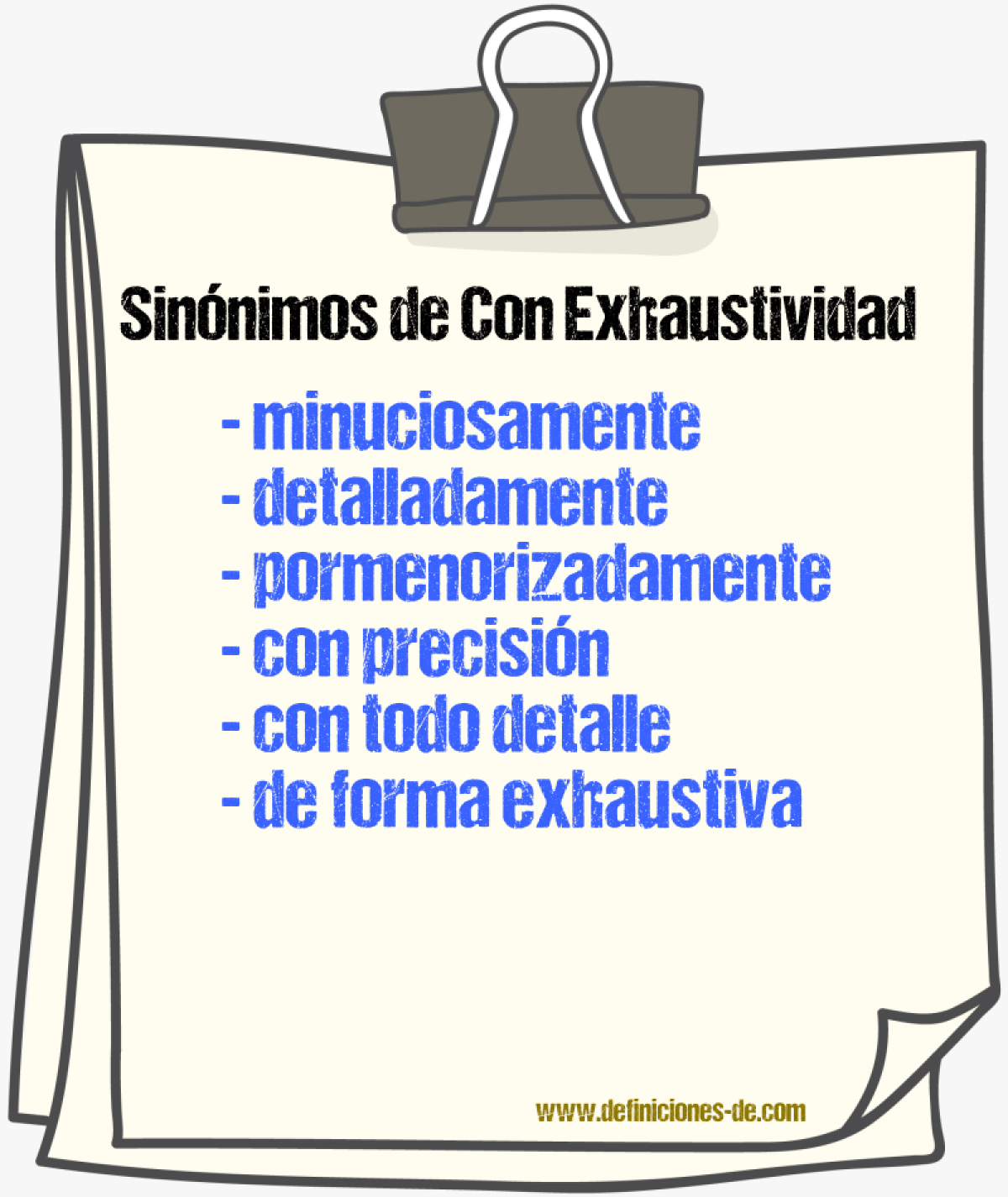 Sinónimos de con exhaustividad