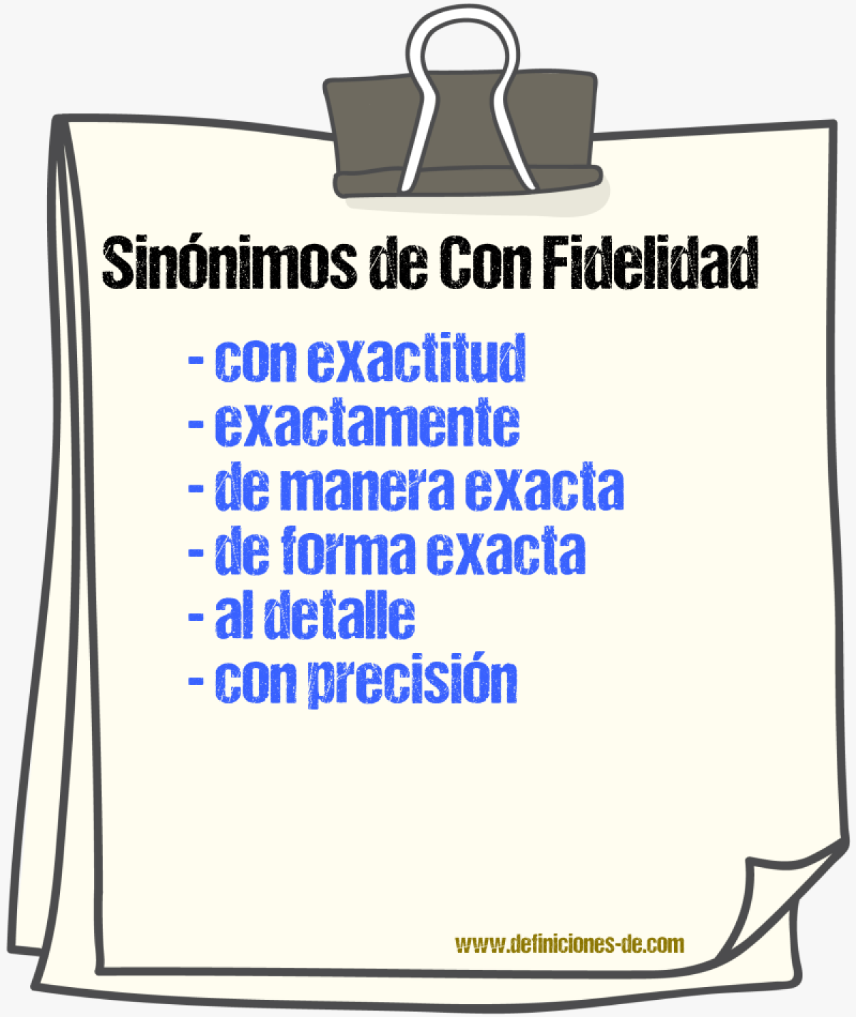 Sinónimos de con fidelidad