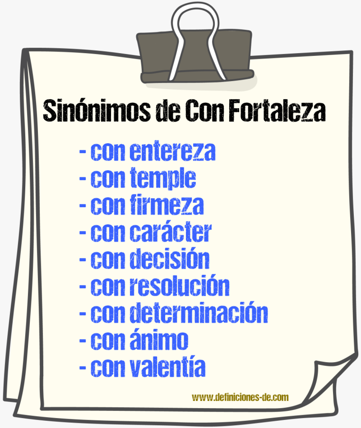 Sinónimos de con fortaleza