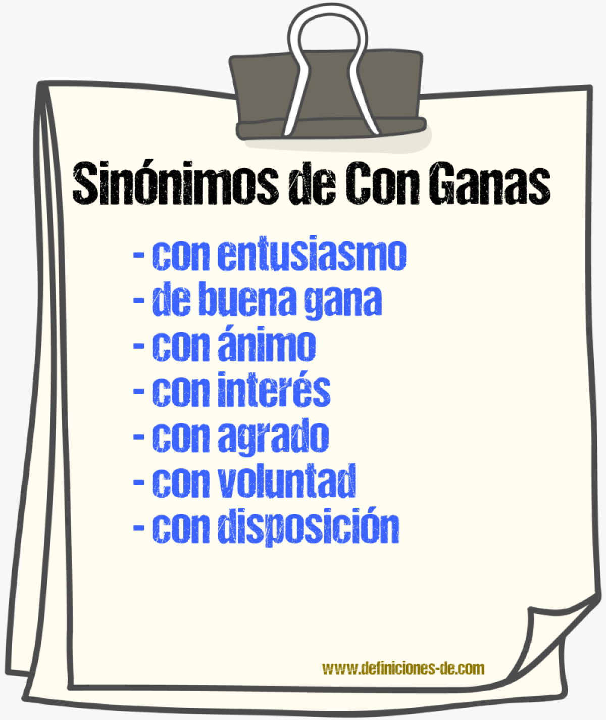 Sinónimos de con ganas