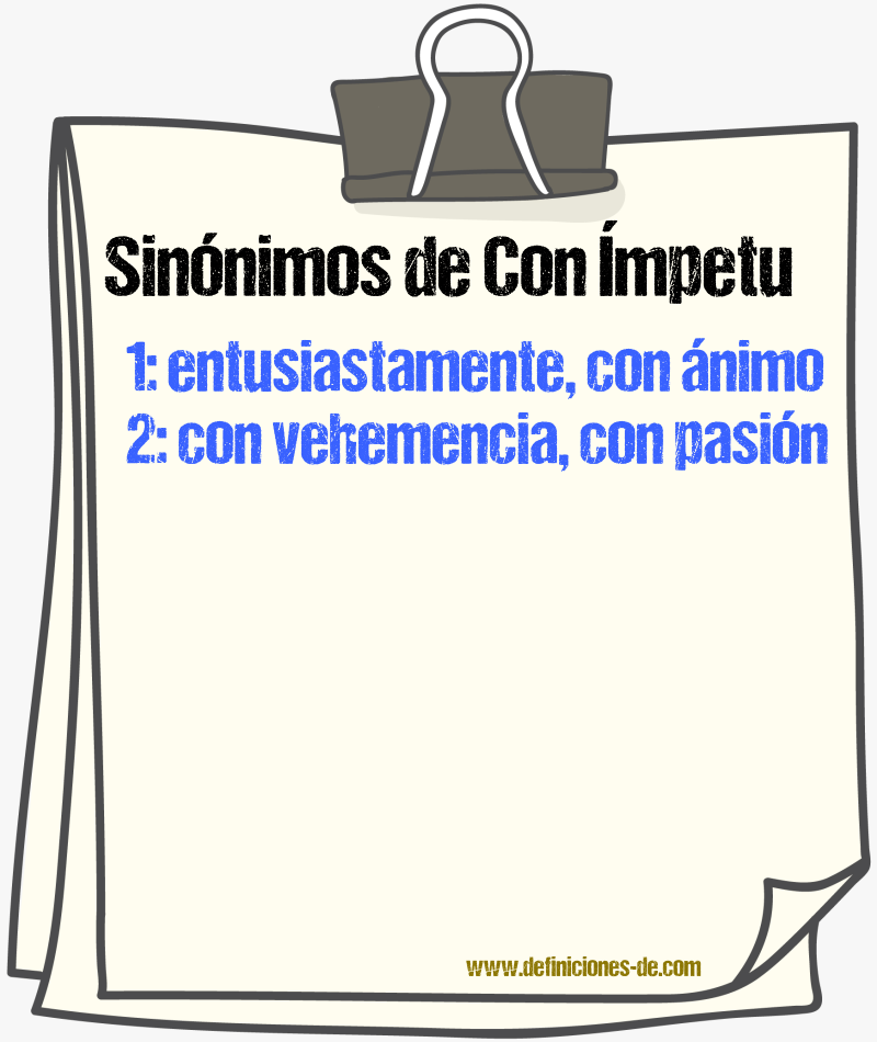 Sinónimos de con ímpetu