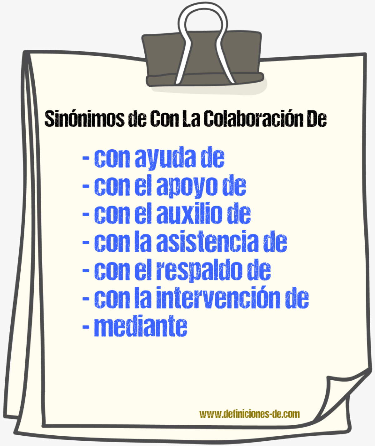 Sinónimos de con la colaboración de