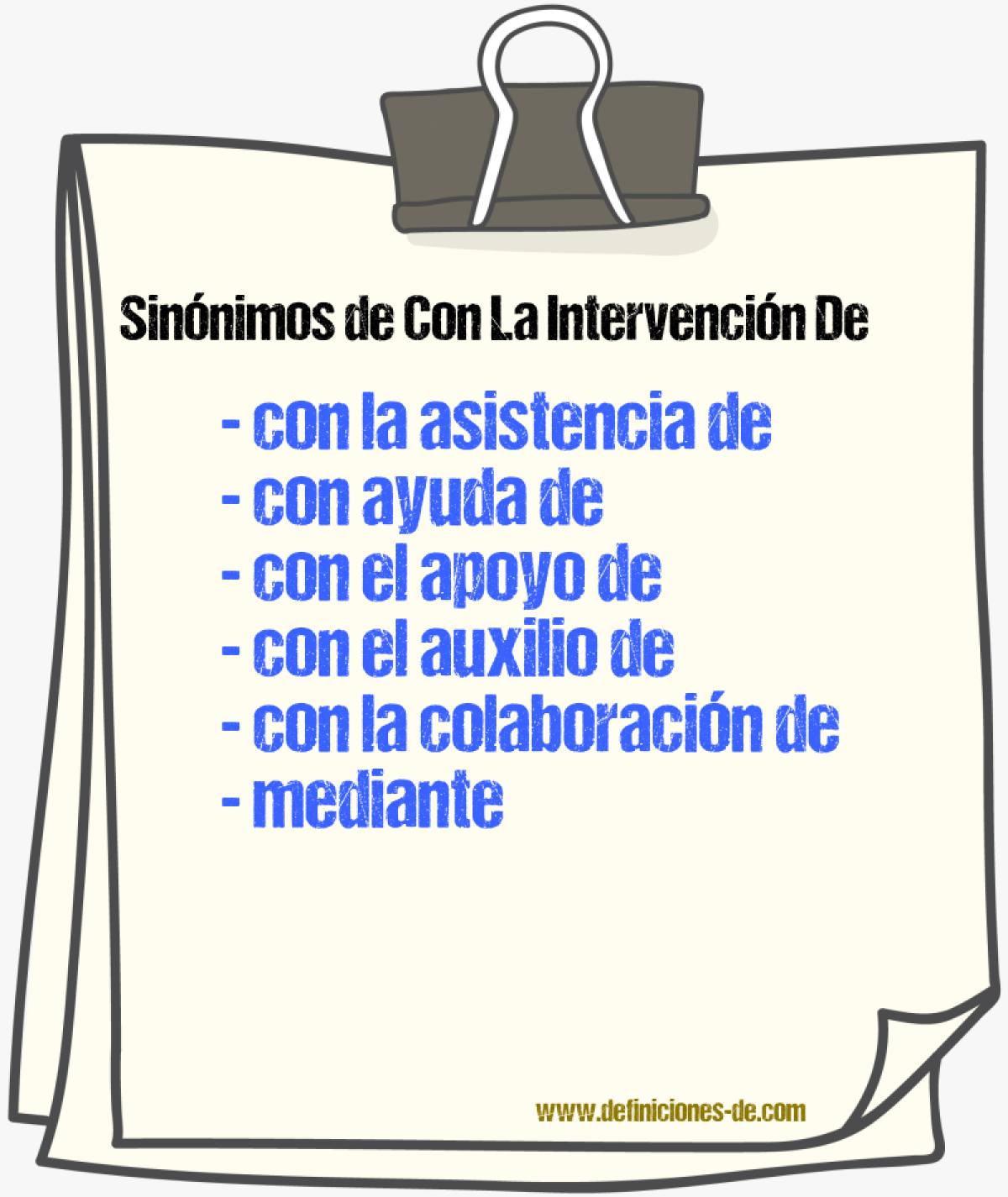Sinónimos de con la intervención de