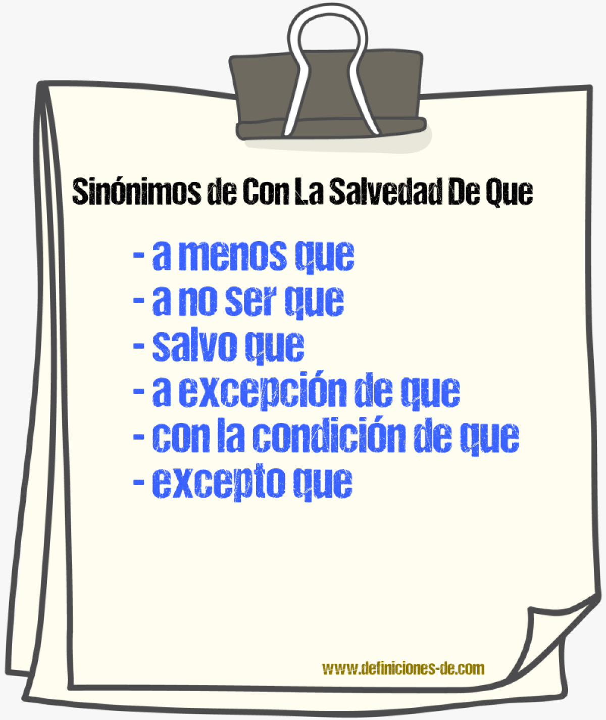 Sinónimos de con la salvedad de que