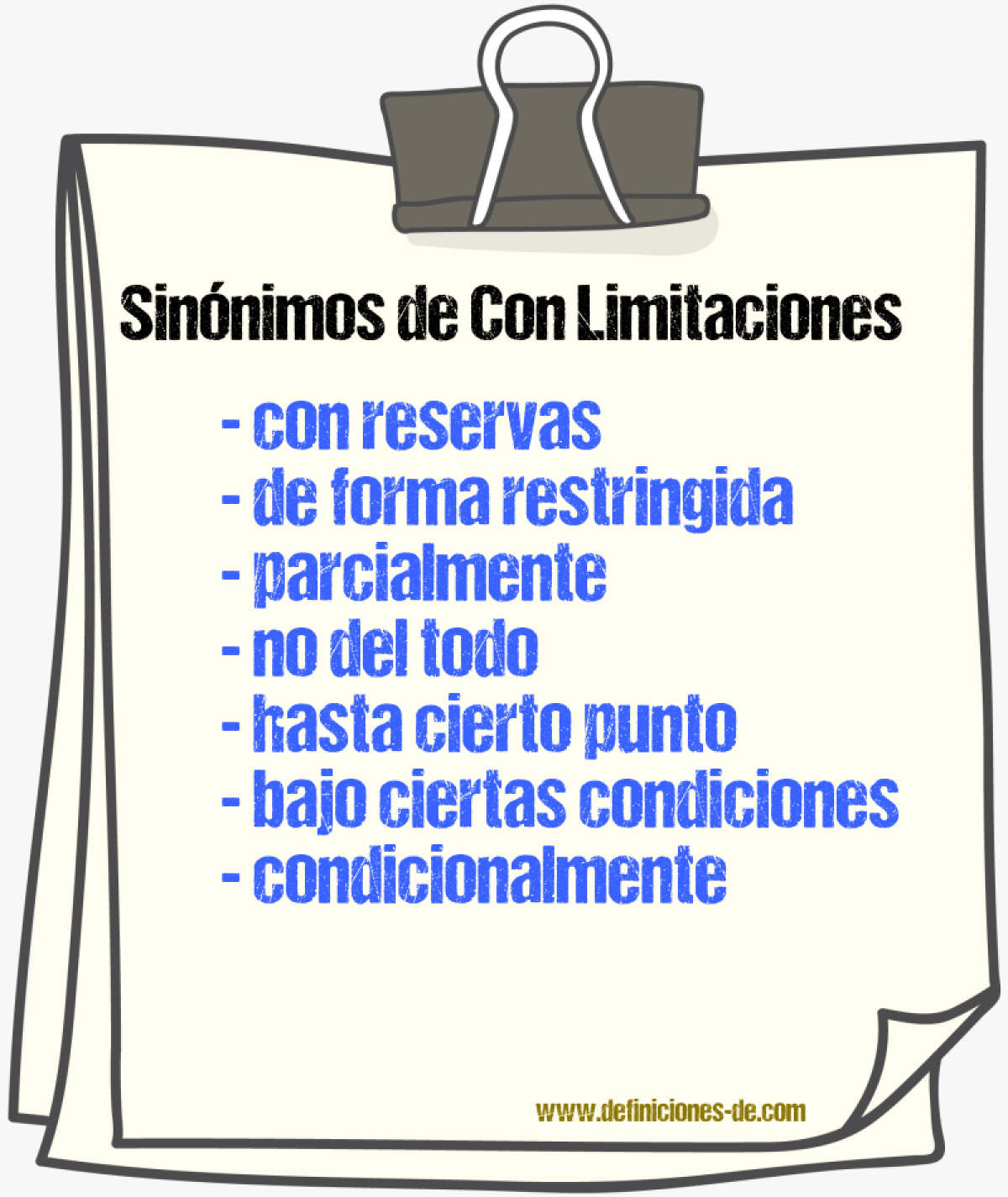 Sinónimos de con limitaciones