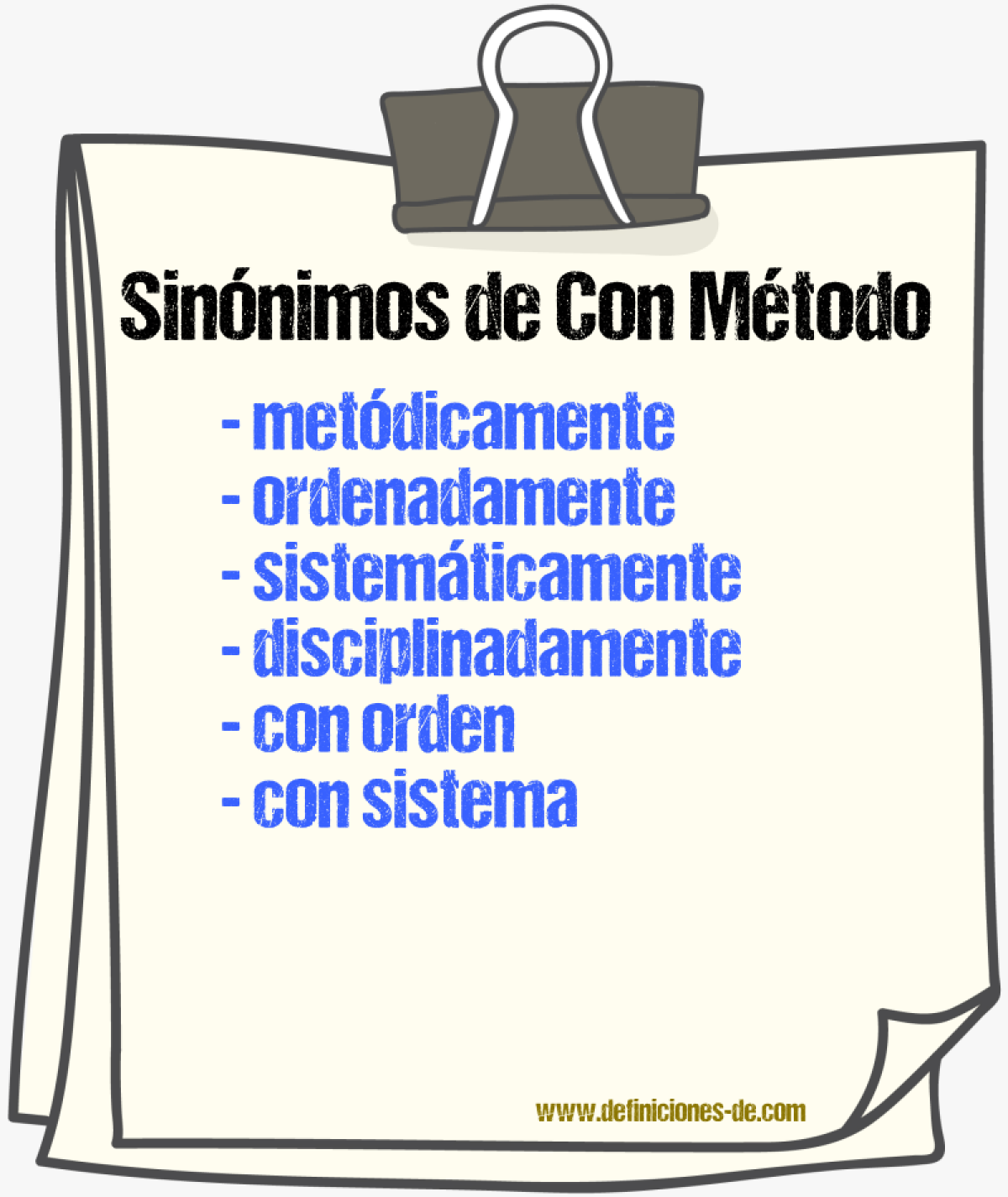 Sinónimos de con método
