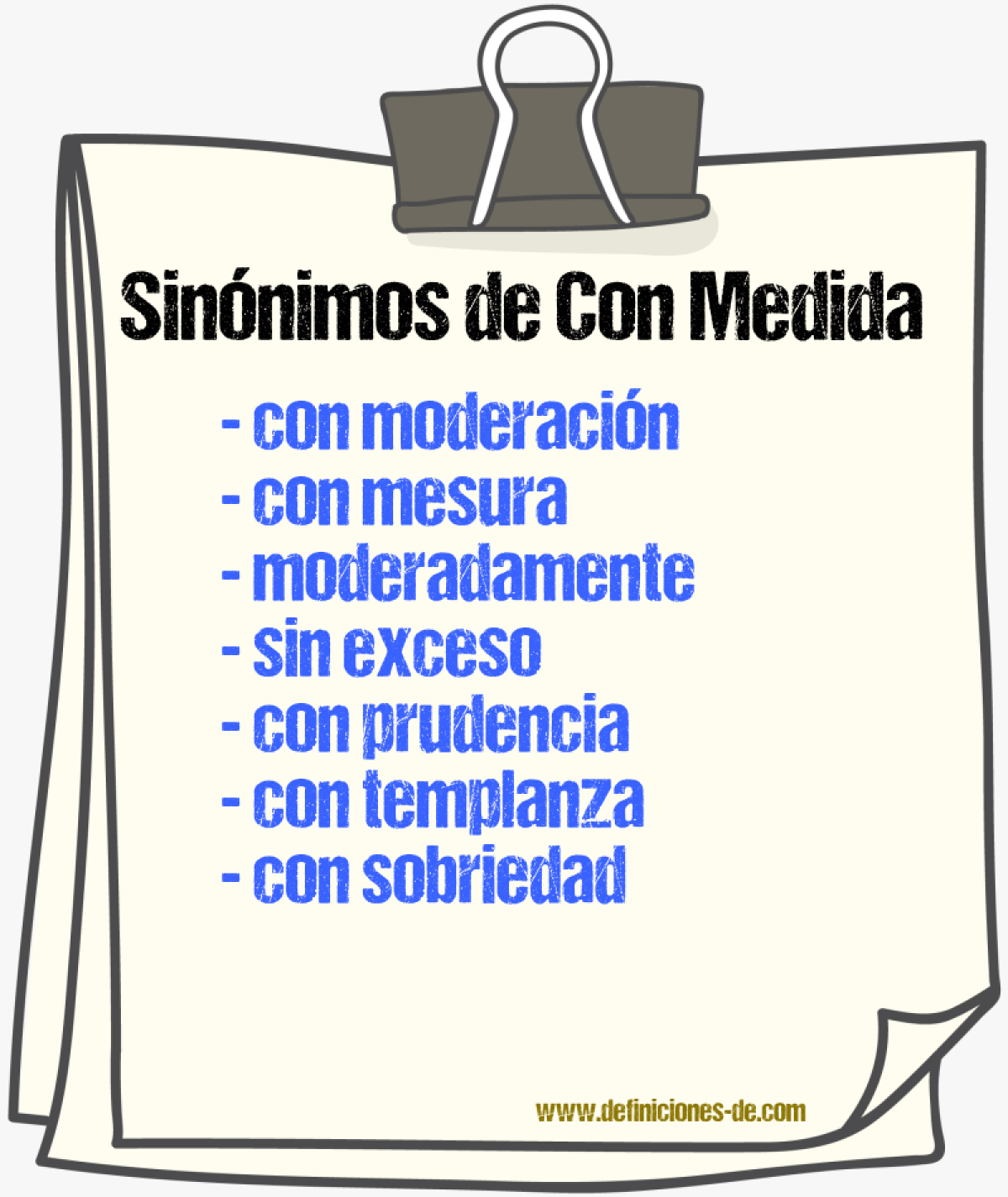 Sinónimos de con medida