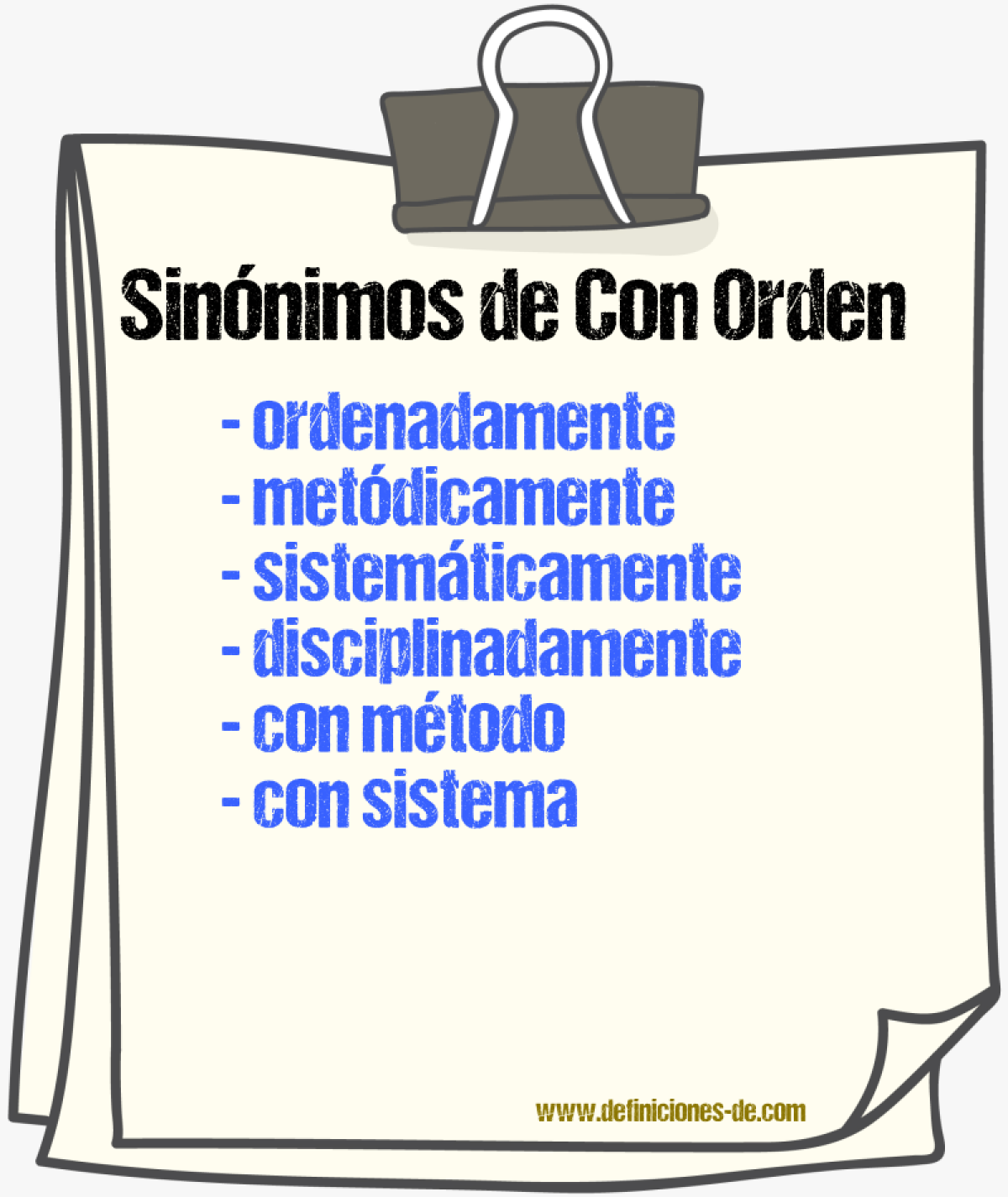 Sinónimos de con orden