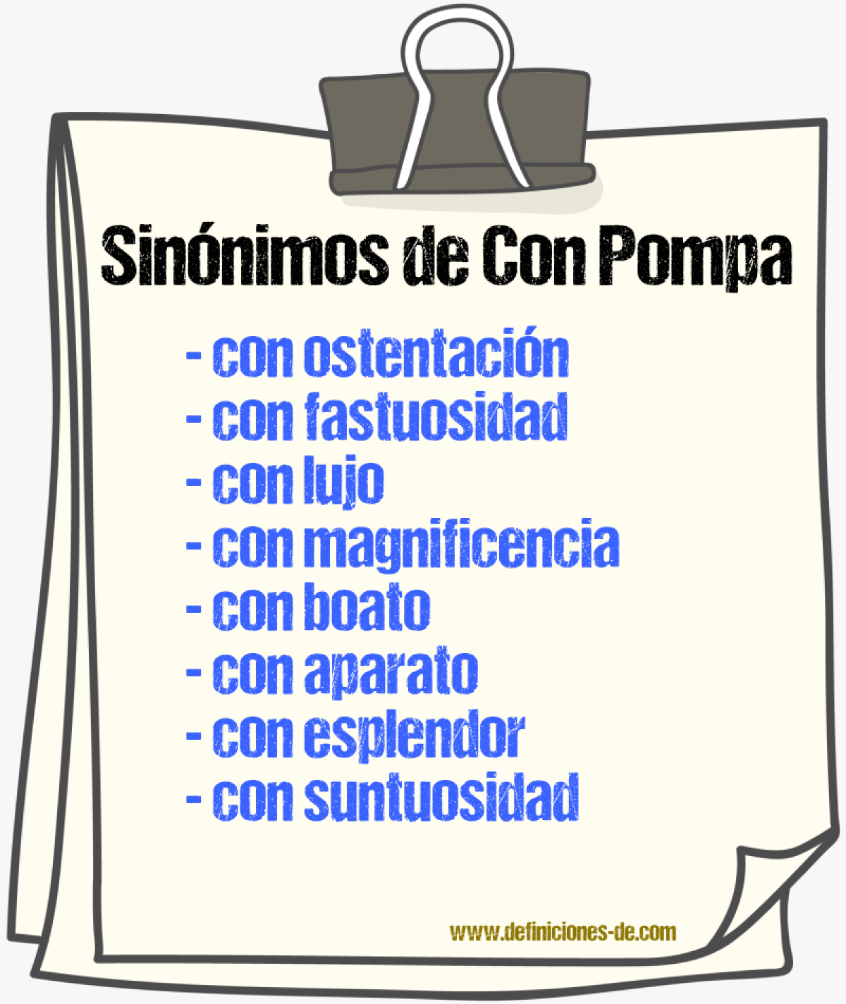 Sinónimos de con pompa