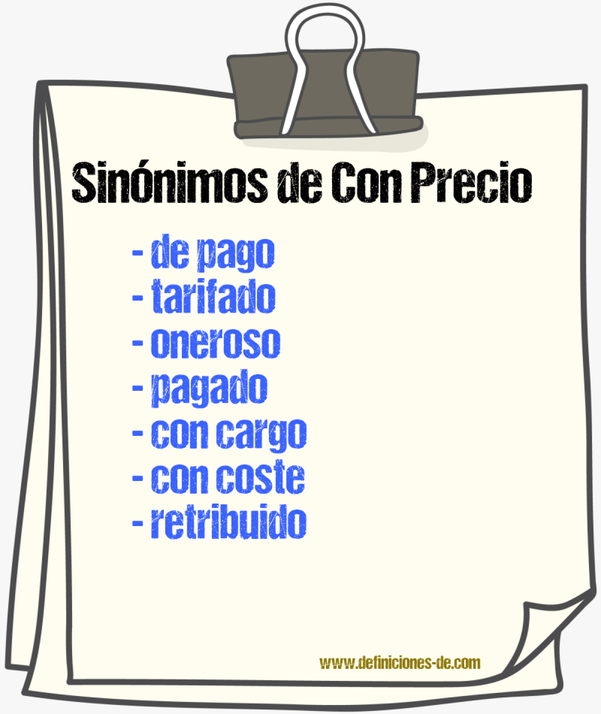 Sinónimos de con precio