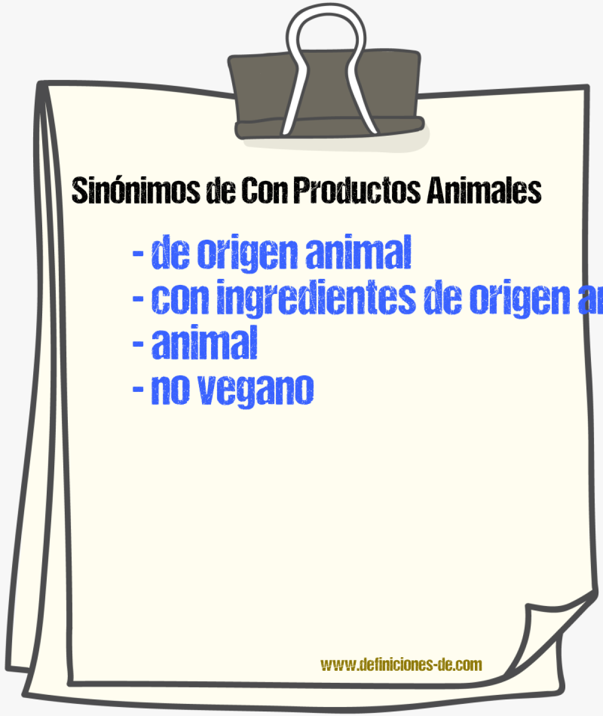 Sinónimos de con productos animales