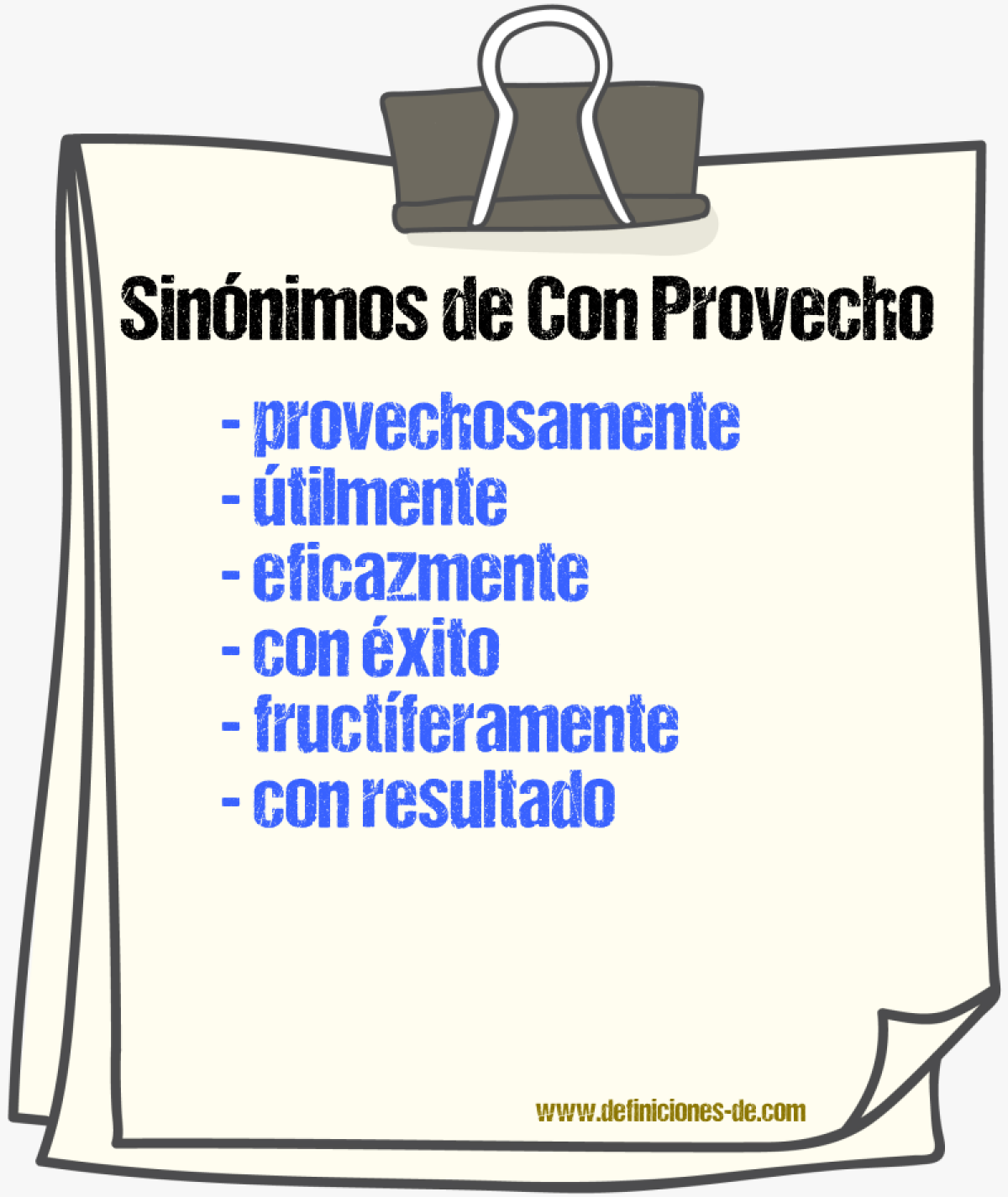 Sinónimos de con provecho
