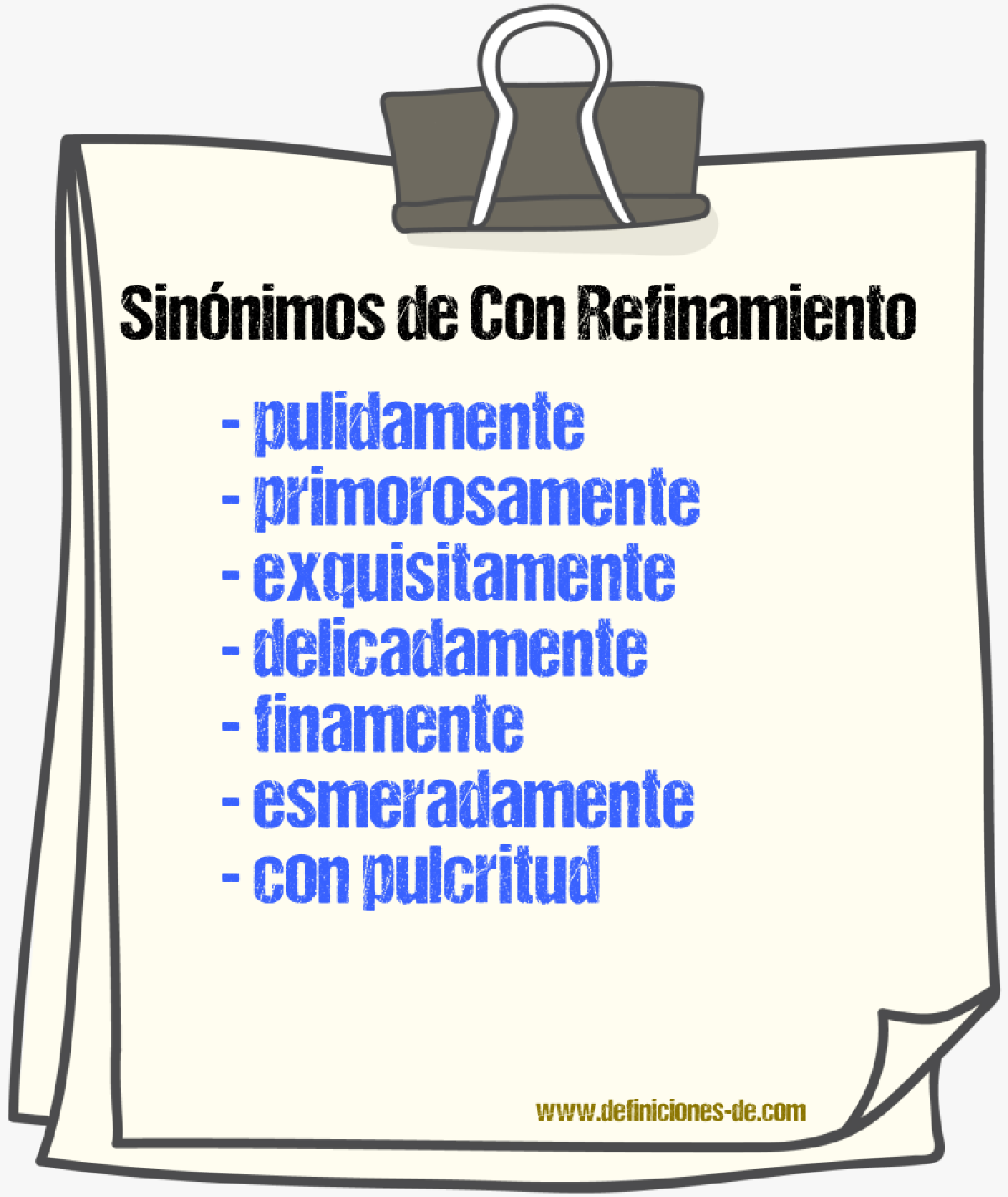 Sinónimos de con refinamiento